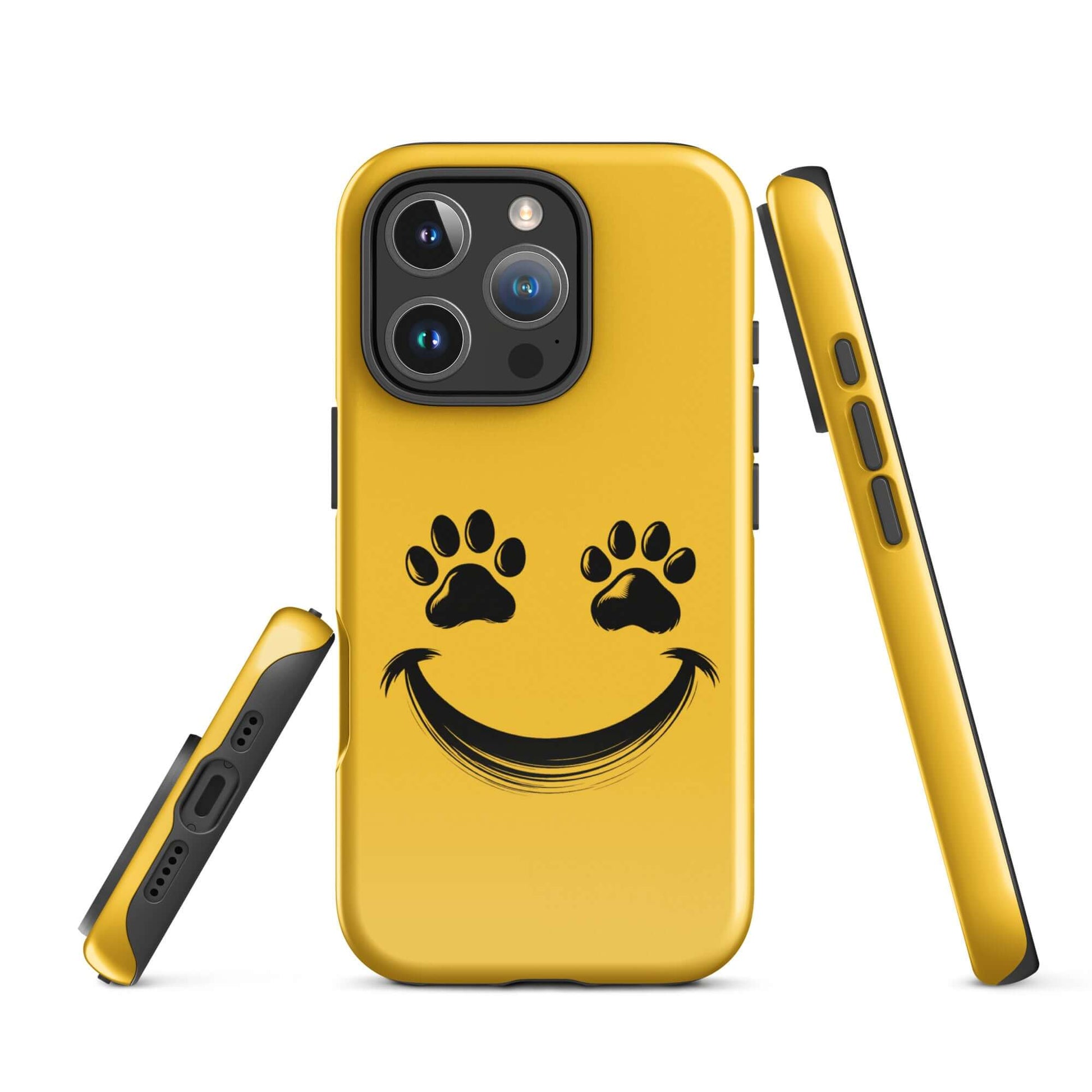 Phone Case for iPhone with smiley face paw print design for pet lovers