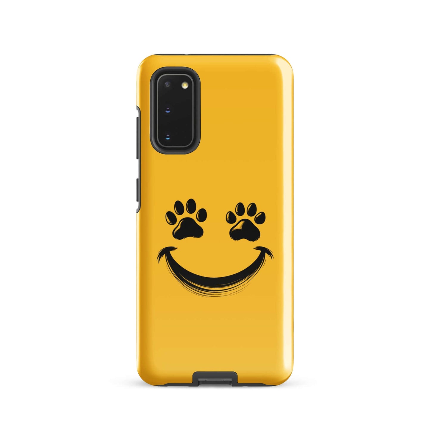 Phone Case with smiley paw print design for Samsung Galaxy, perfect for playful pet lovers.