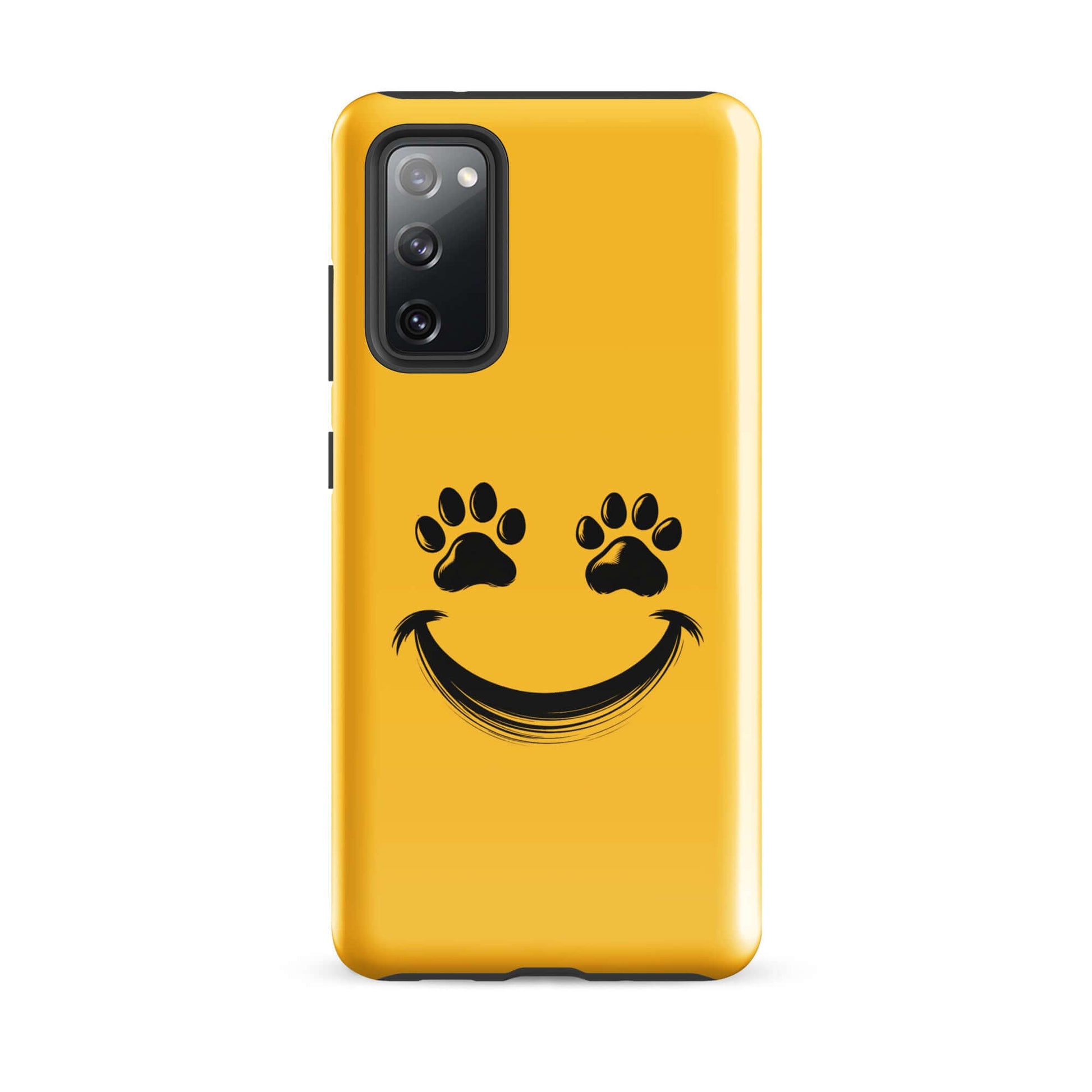 Phone Case for Samsung Galaxy with smiley face and paw print design, perfect for playful pet lovers.