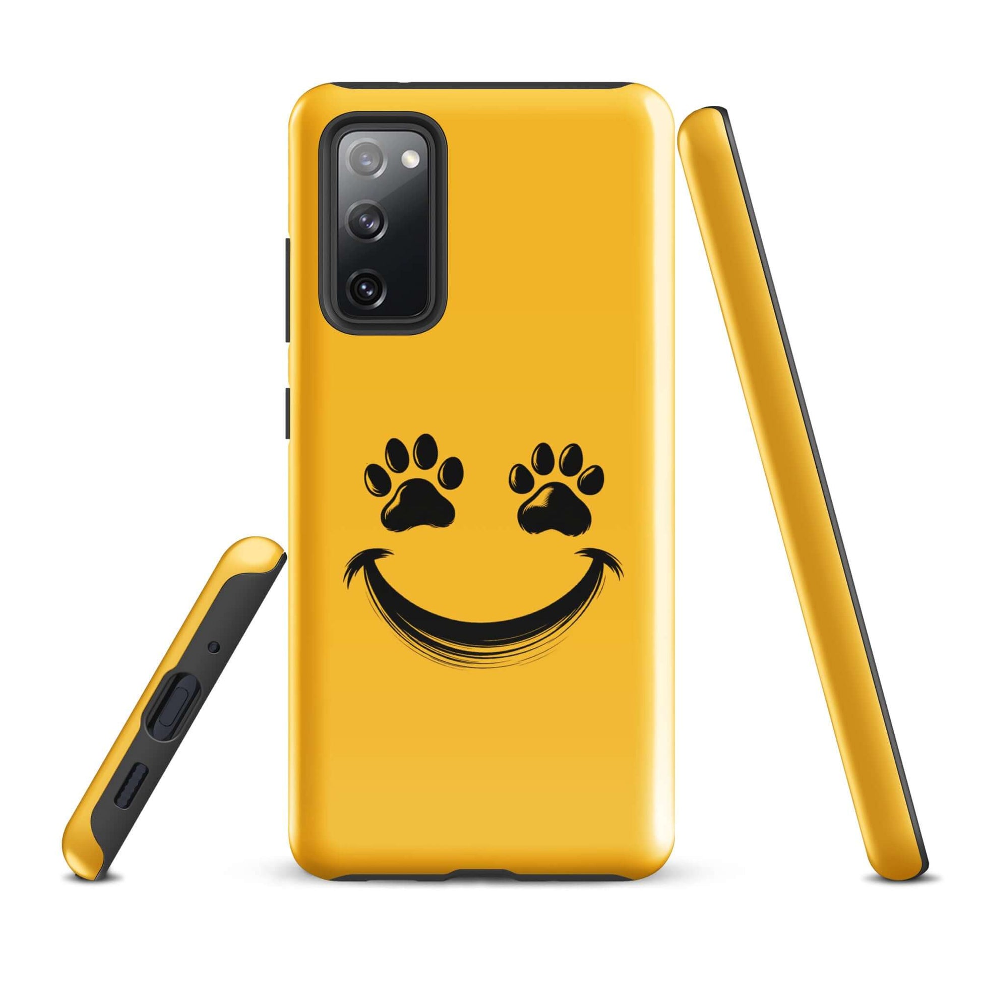 Phone Case for Samsung Galaxy with smiley face and paw print design for pet lovers.