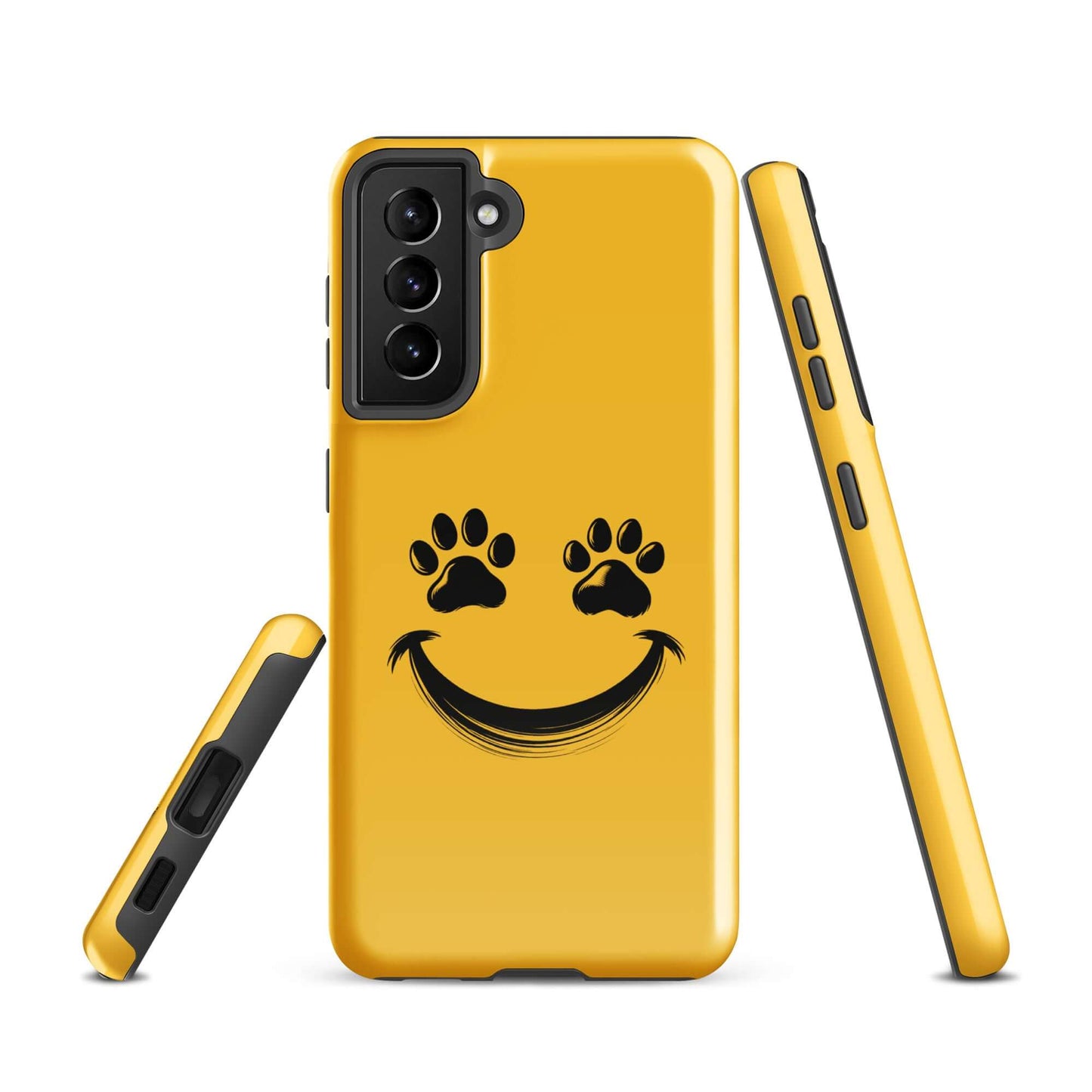 Phone Case for Samsung Galaxy with smiley face and paw prints design for playful pet lovers.