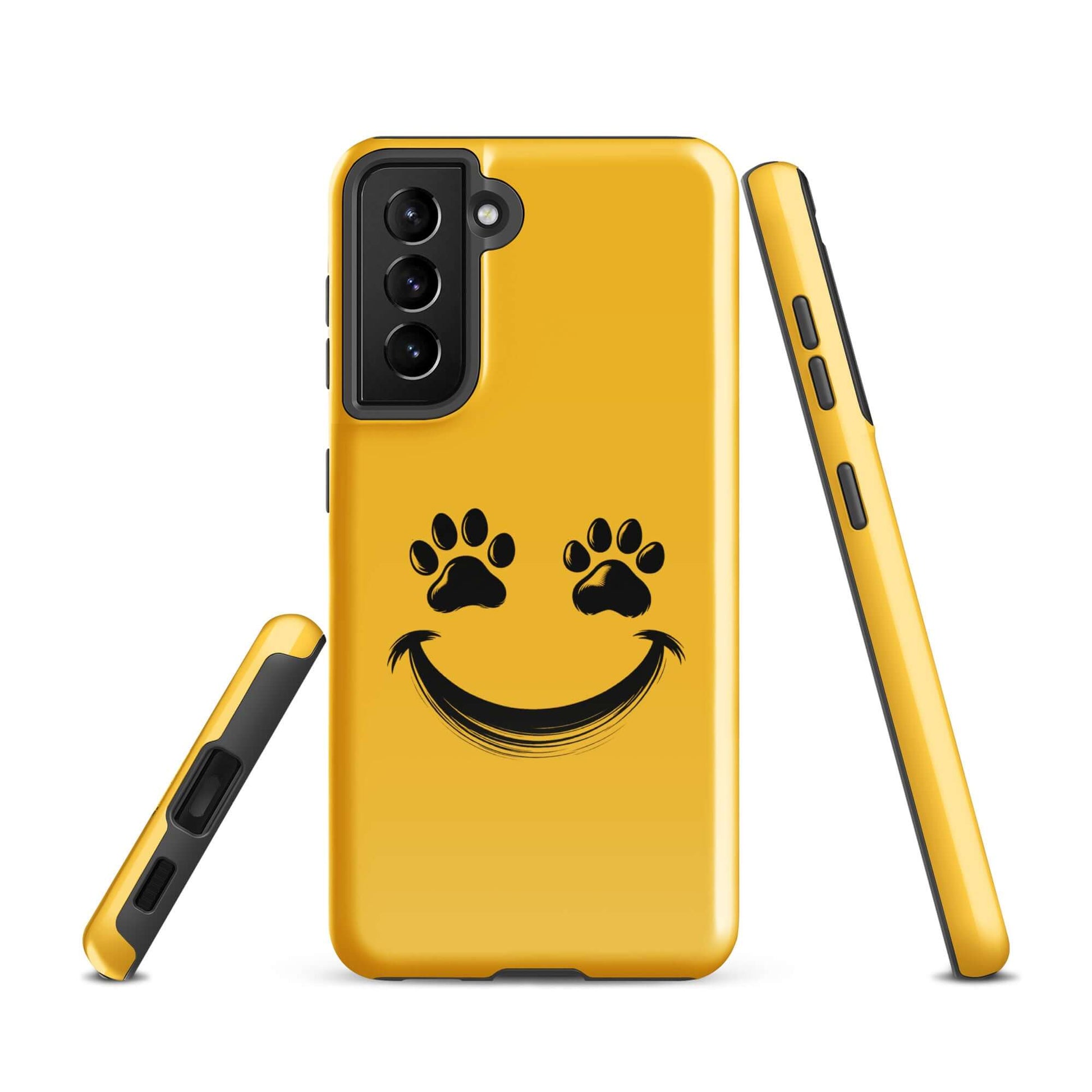 Phone Case for Samsung Galaxy with smiley face and paw prints design for playful pet lovers.