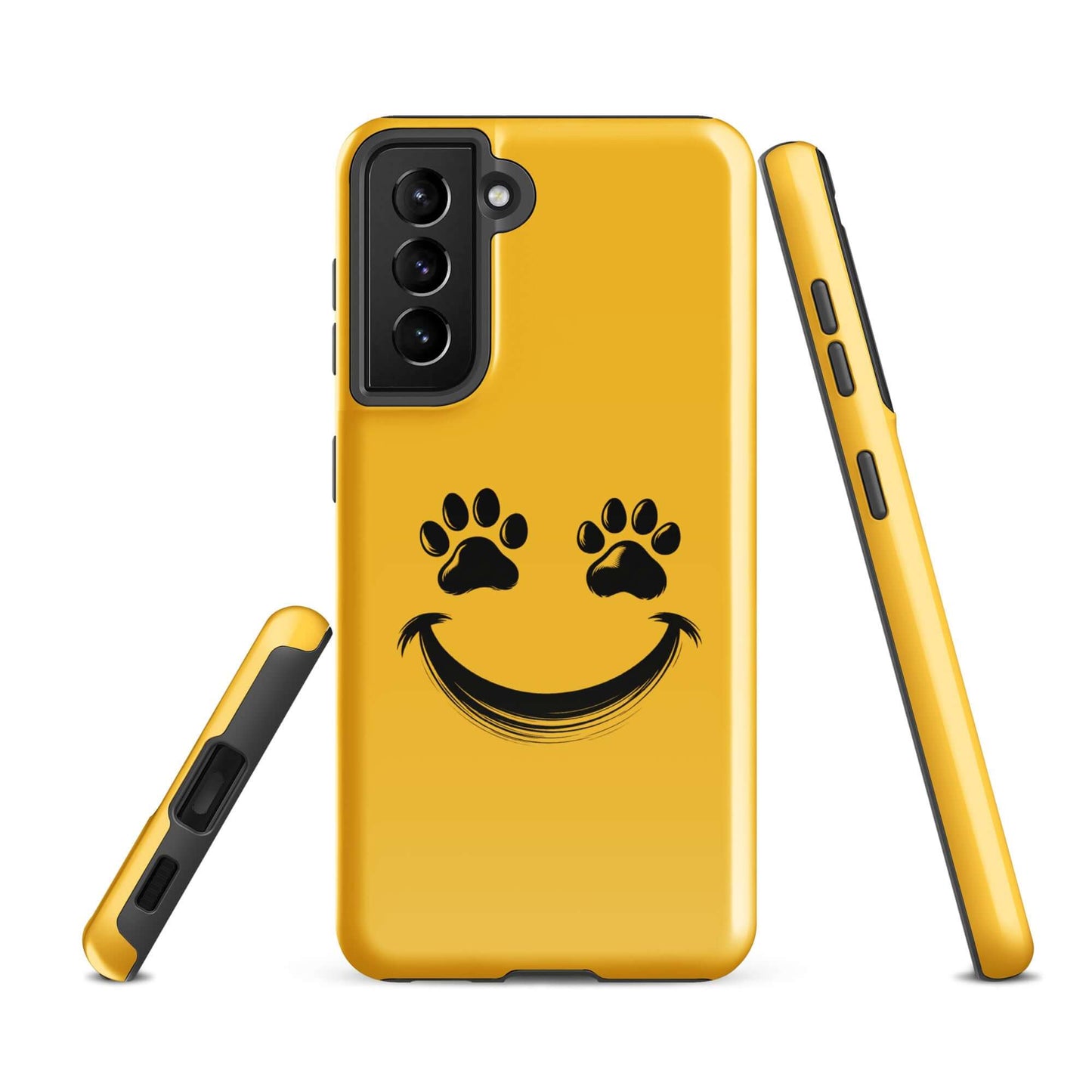 Phone Case for Samsung Galaxy with smiley face and paw prints design for pet lovers.