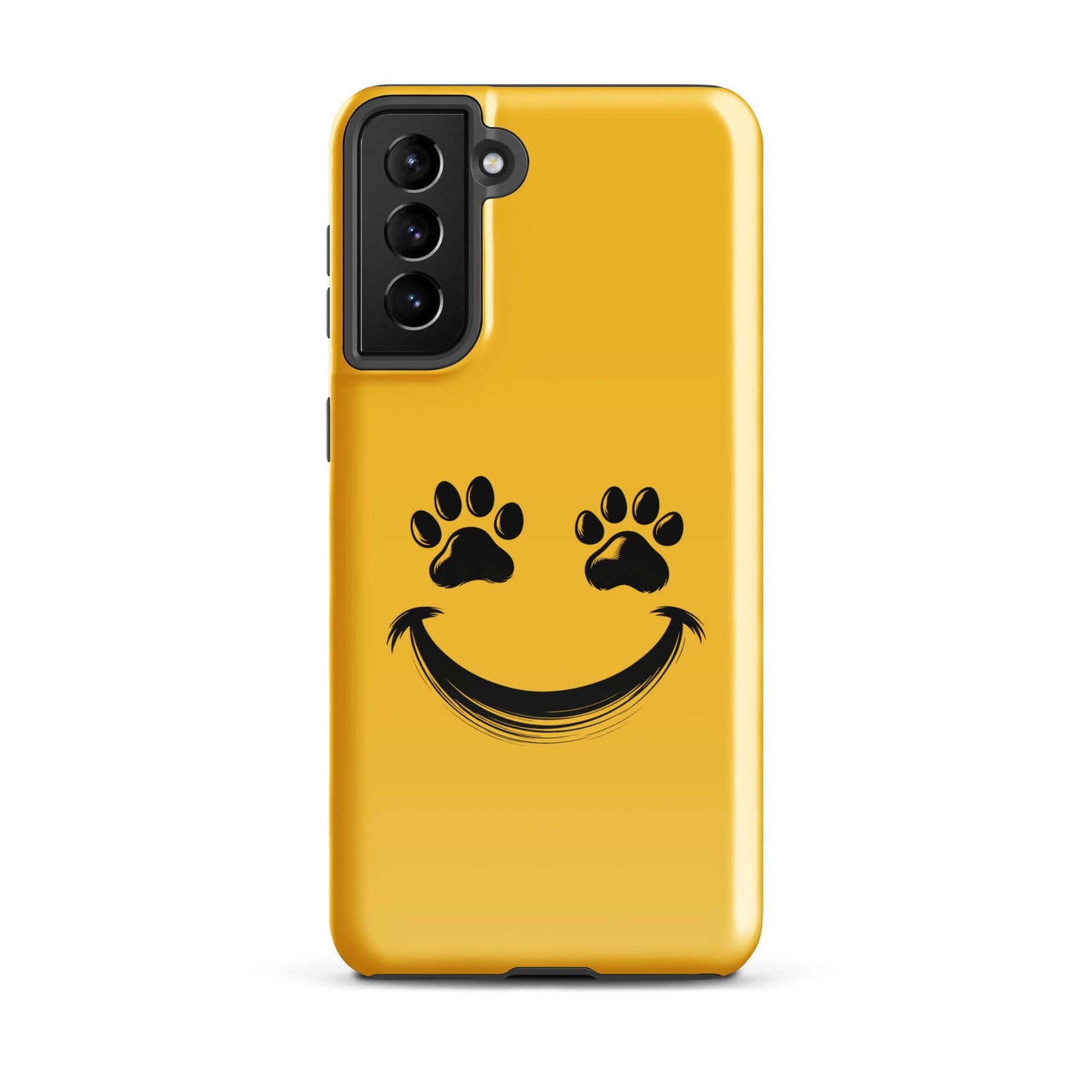 Phone Case for Samsung Galaxy with smiley paw prints, perfect for playful pet lovers seeking a vibrant and durable accessory for their device.