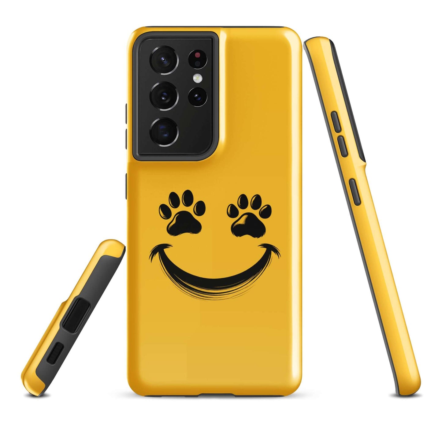 Phone Case for Samsung Galaxy with smiley paw print design for pet lovers, featuring durable and colorful protection for your device.