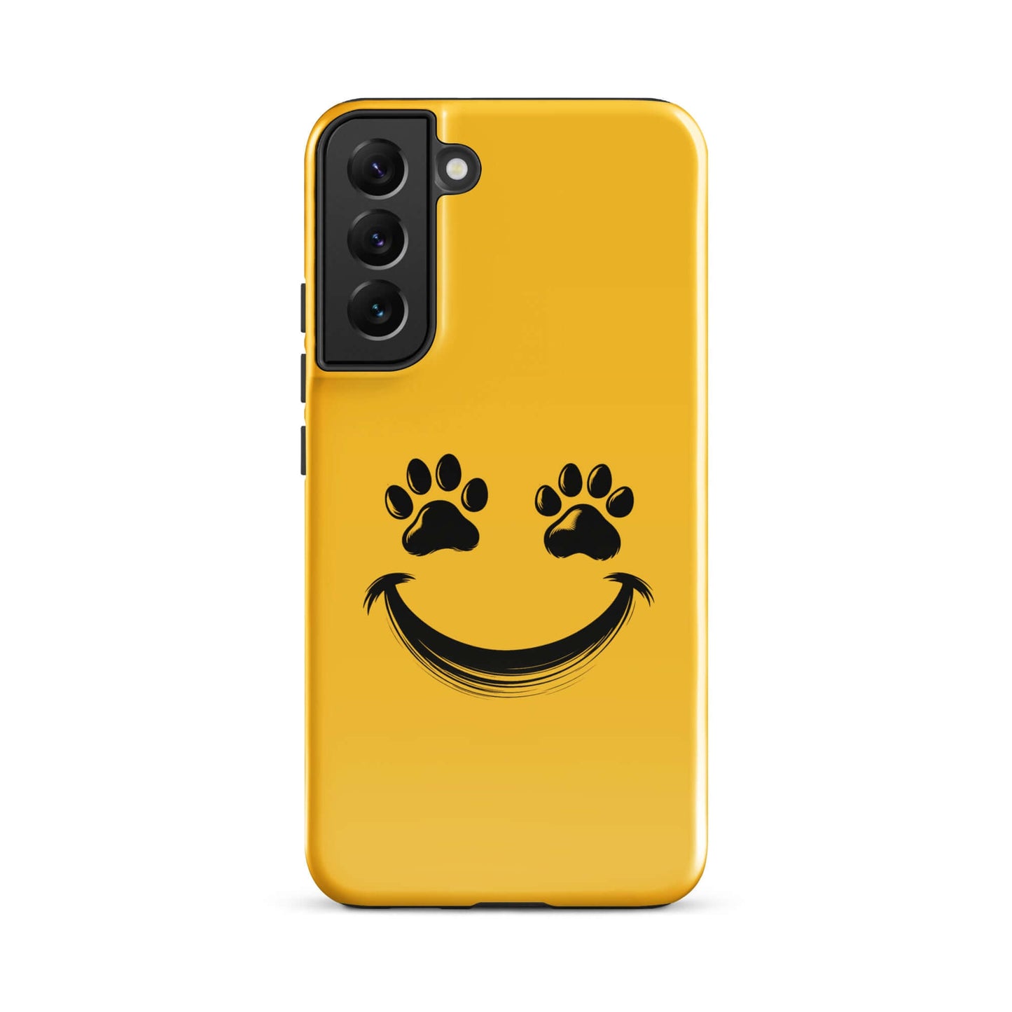 Phone Case for Samsung Galaxy with smiley face and paw prints design for pet lovers.