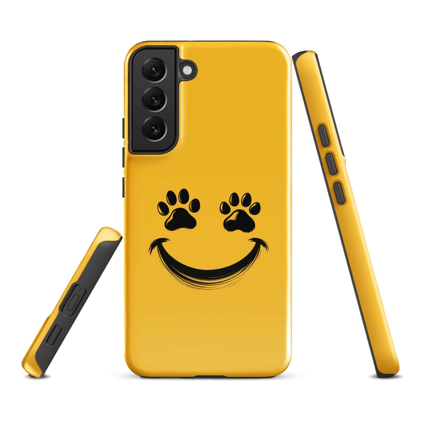Phone Case for Samsung Galaxy with smiley and paw print design for pet lovers.