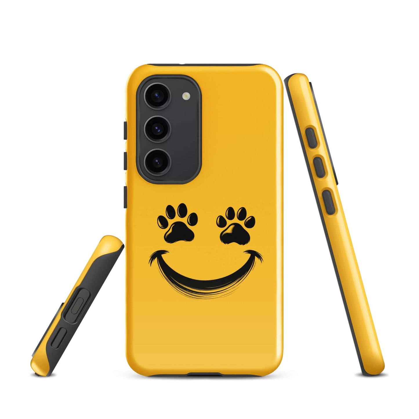 Phone Case for Samsung Galaxy with smiley paw print design, ideal for playful pet lovers seeking a cheerful accessory.