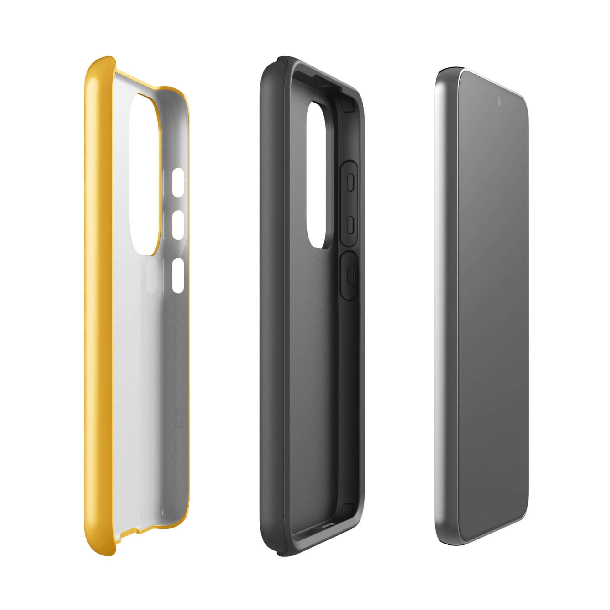 Cross-section view of Phone Case for Samsung Galaxy with smiley paw print design, showcasing colorful layers and durability for pet lovers.