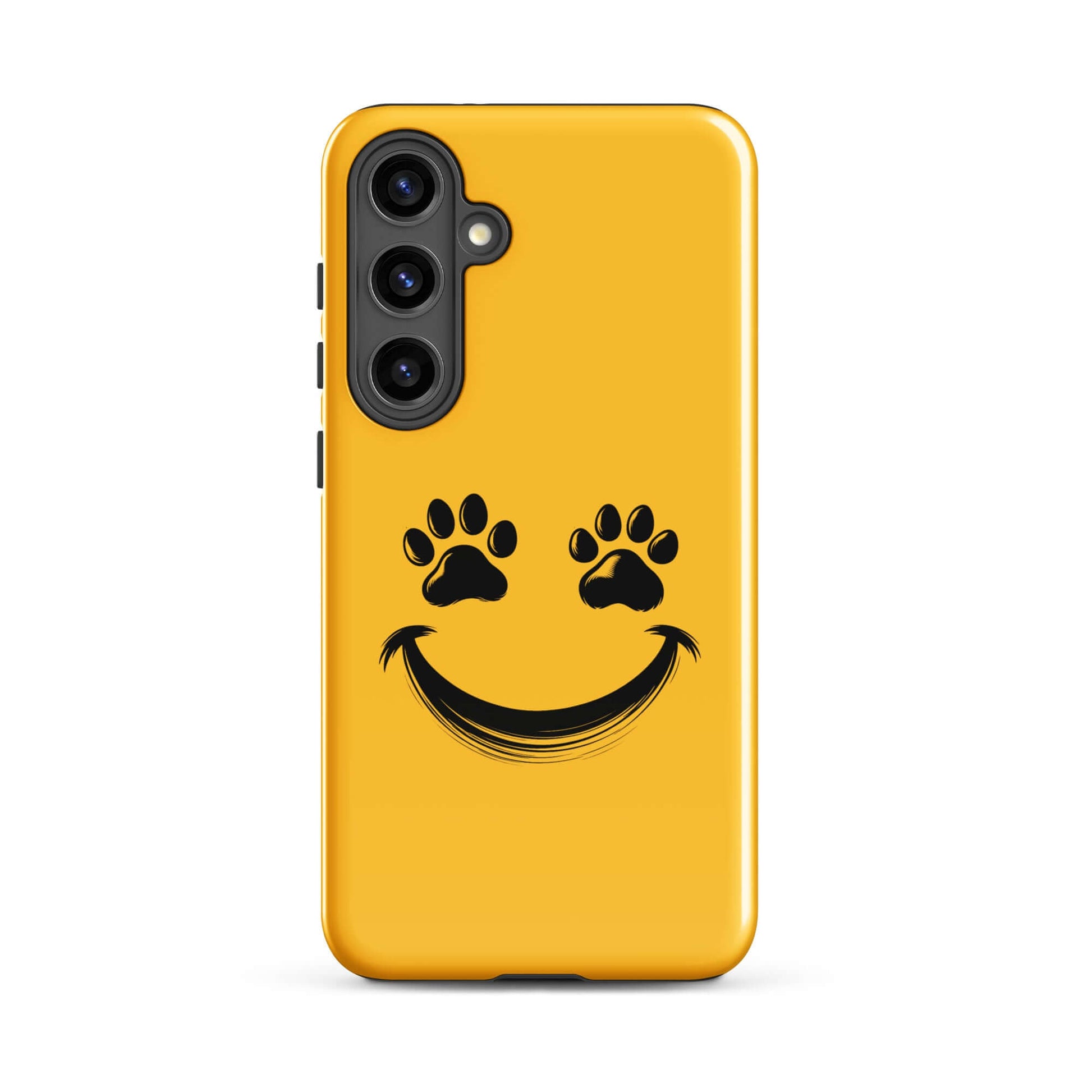 Phone Case for Samsung Galaxy featuring a smiley face with paw print eyes, perfect for playful pet lovers and animal enthusiasts.