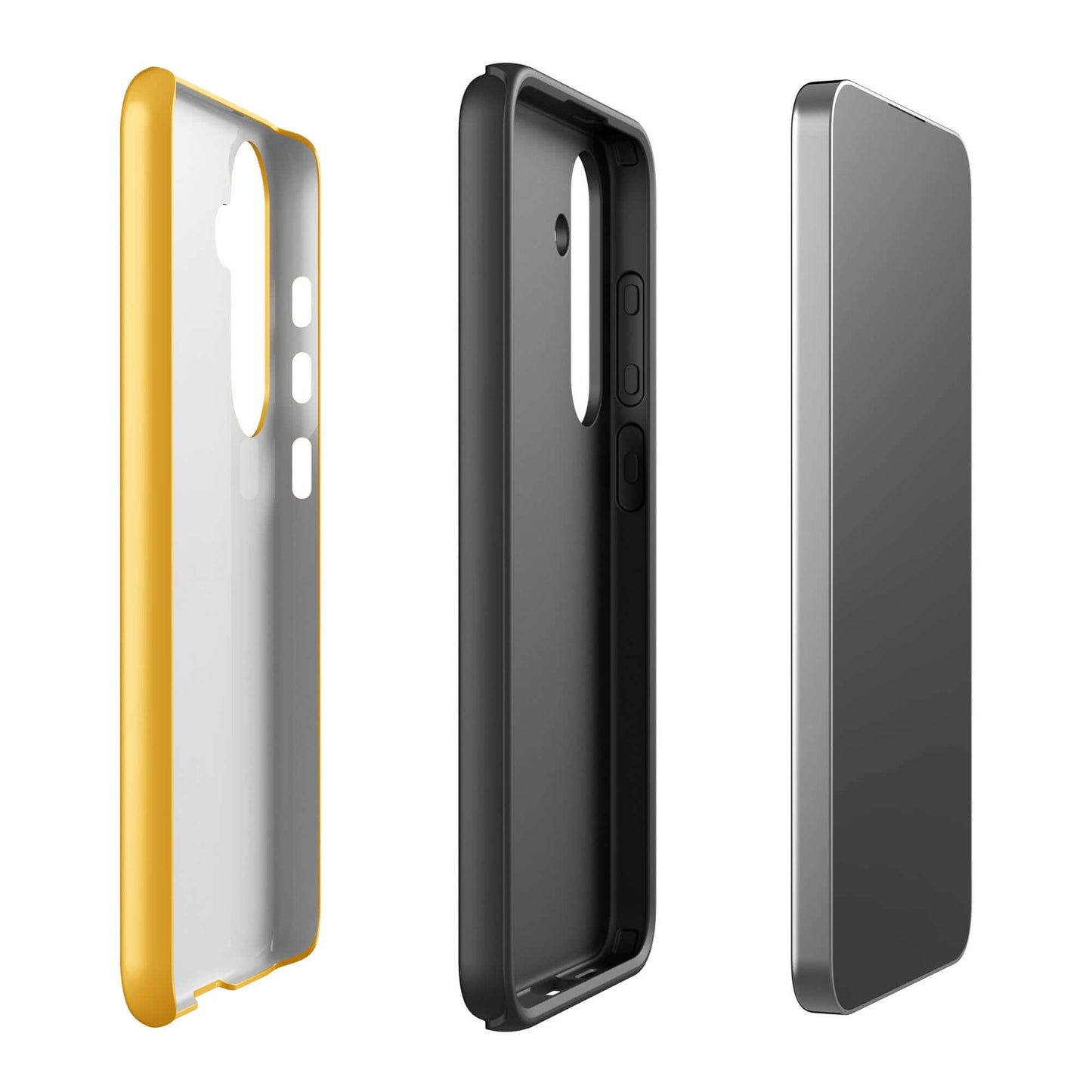 Phone Case components for Samsung Galaxy with smiley paw print design shown in different angles