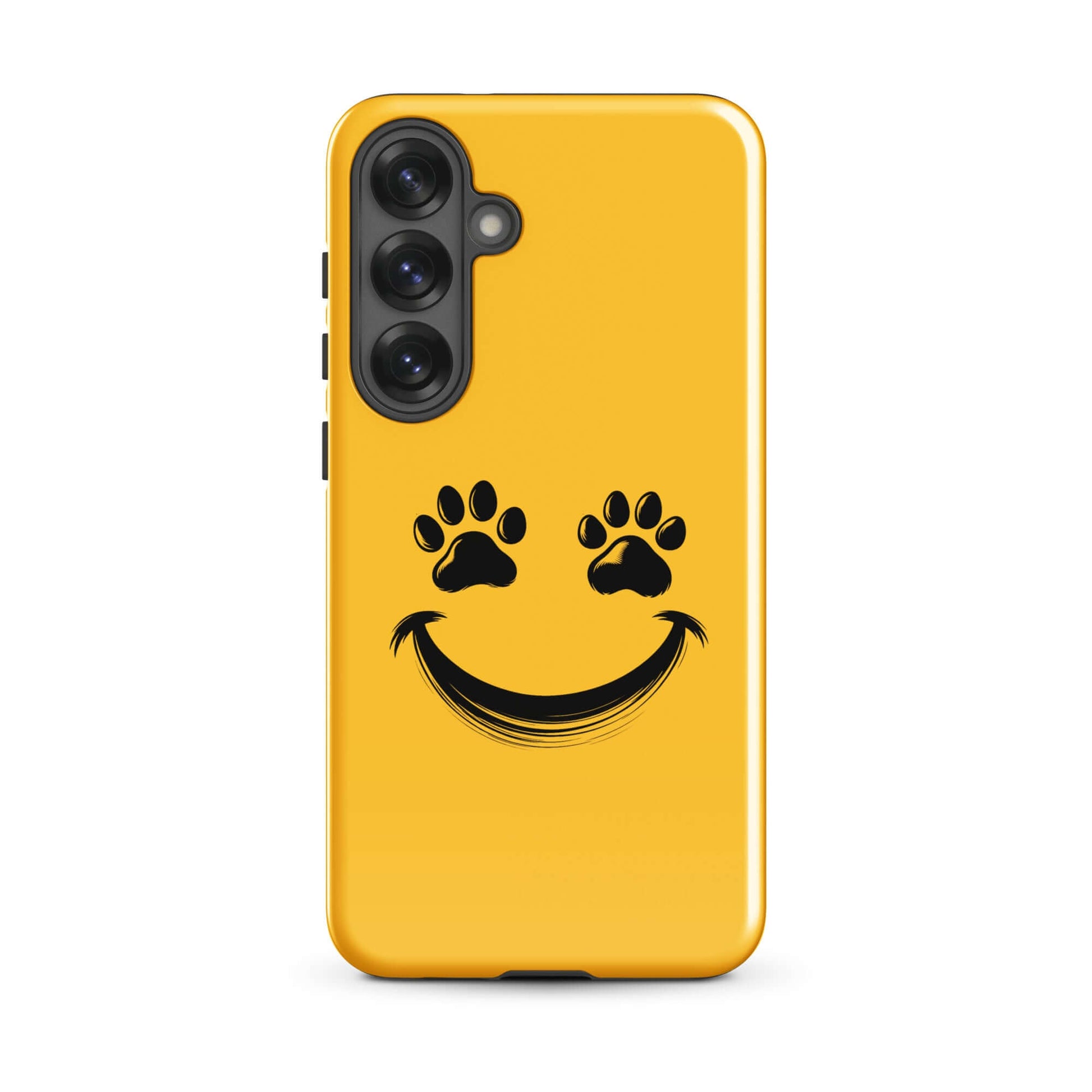 Phone Case featuring smiley face with paw prints, designed for Samsung Galaxy, perfect for playful pet lovers who enjoy animal-themed accessories.