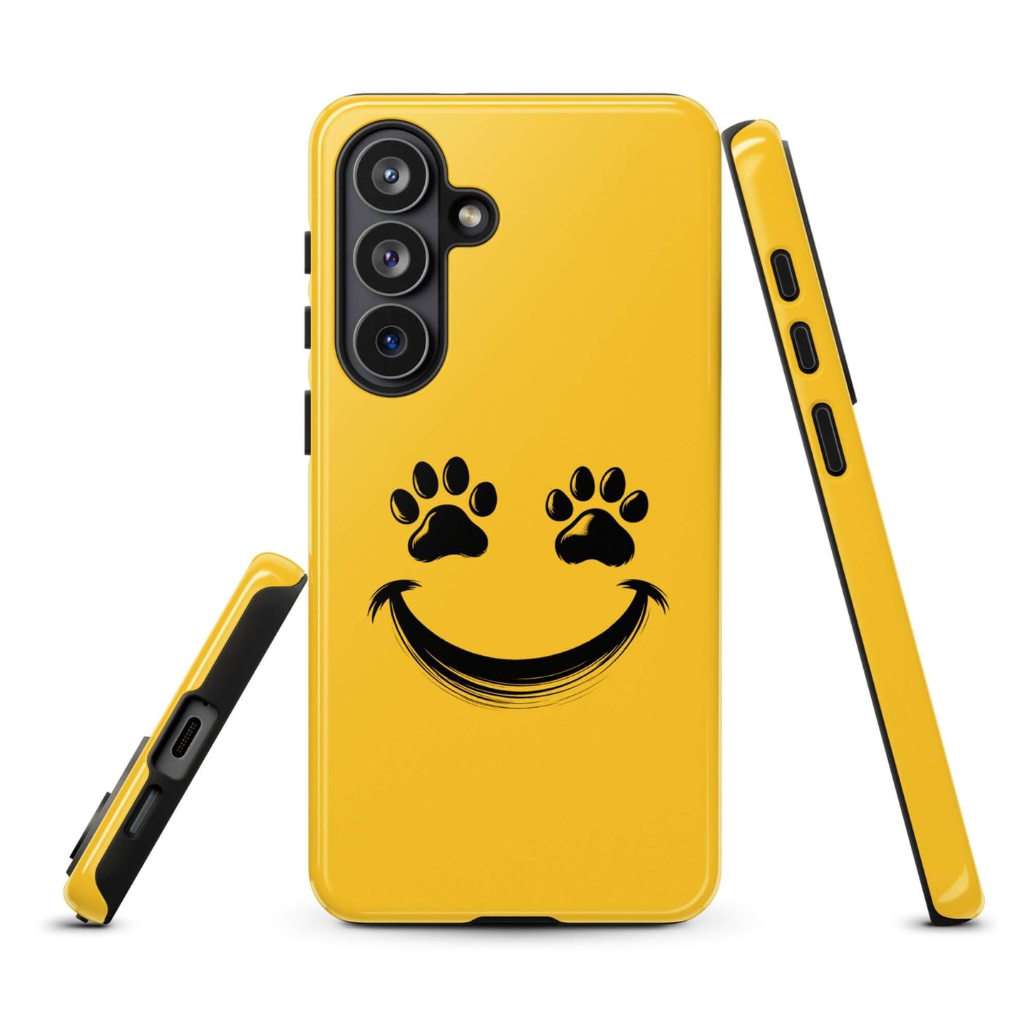 Phone Case for Samsung Galaxy with smiley paw print design for pet lovers, showcasing playful pet-themed design and durable protection.