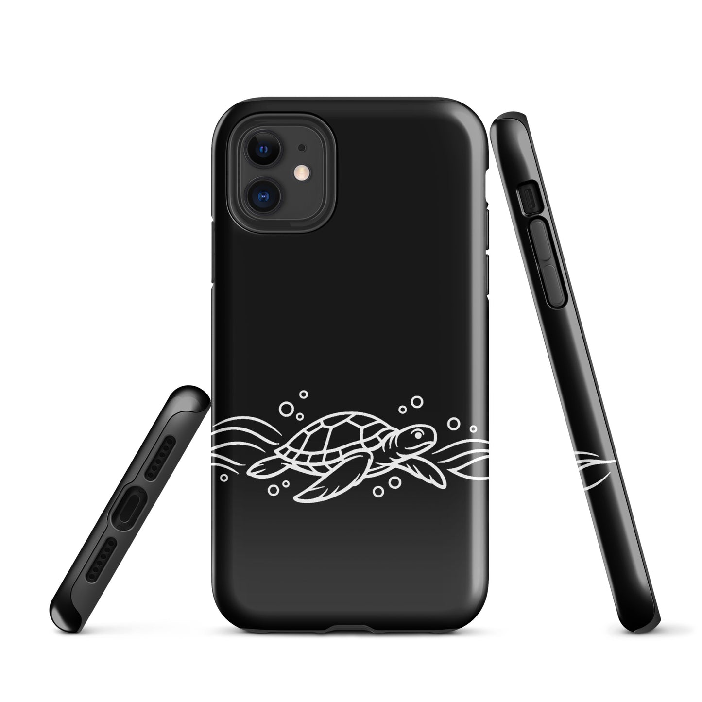 Phone Case for iPhone with minimalist sea turtle and abstract waves design, showcasing ocean-inspired art style.