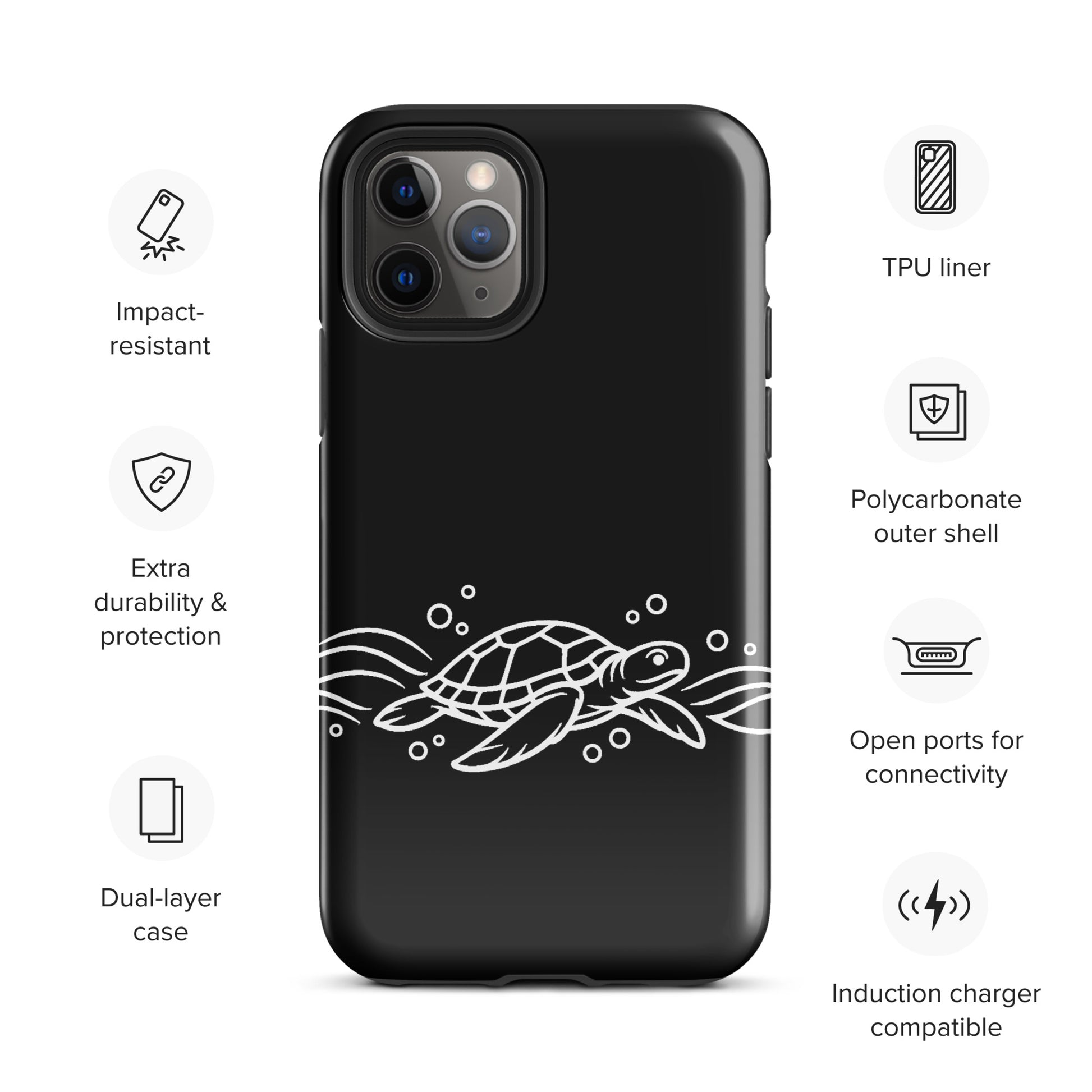 Phone Case for iPhone with minimalist sea turtle and abstract waves design