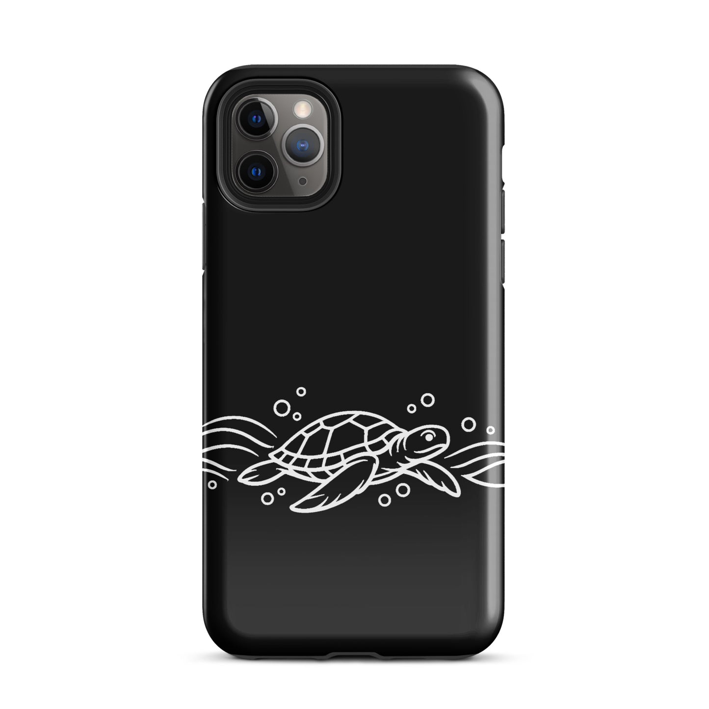 Phone Case with minimalist sea turtle and abstract waves design for iPhone.