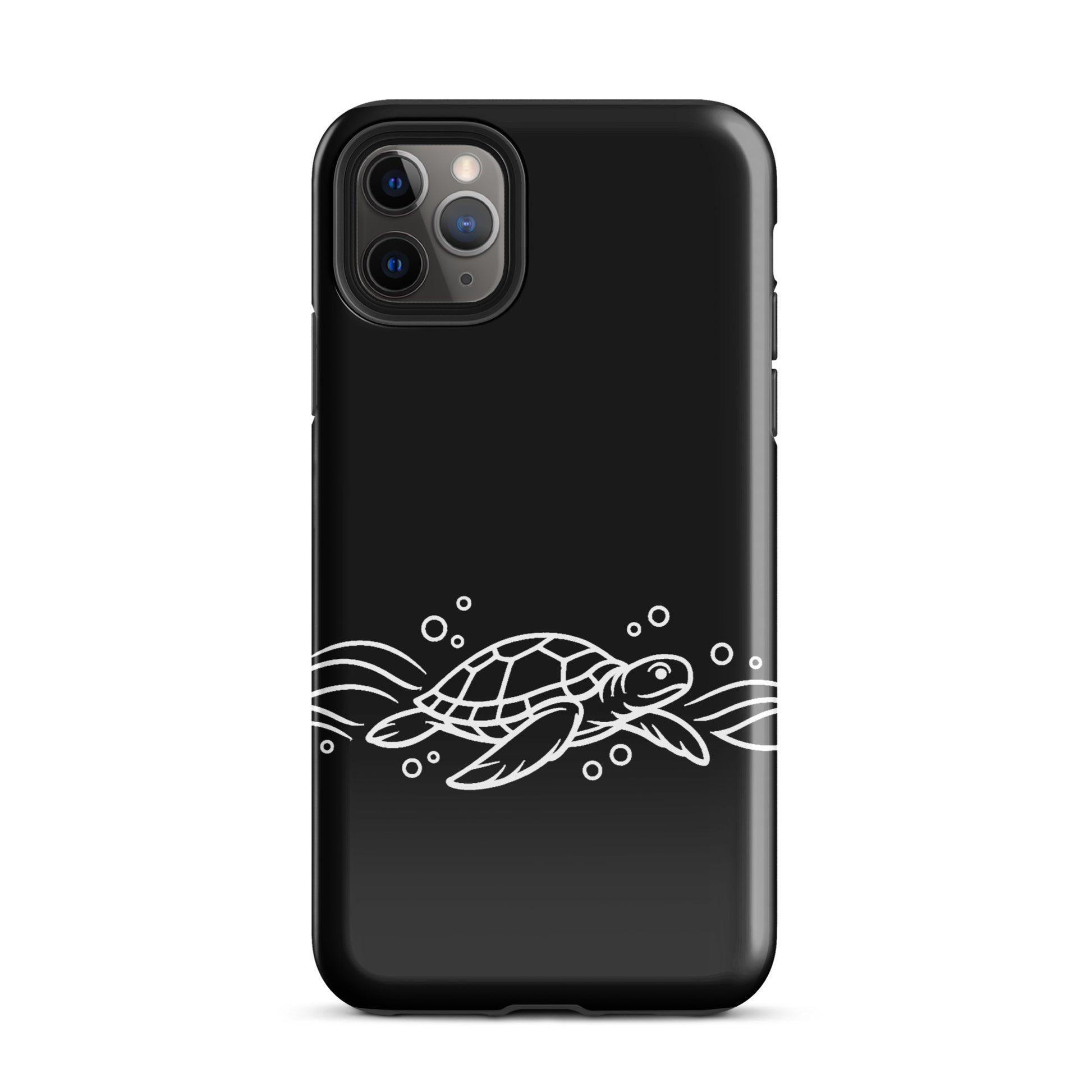 Phone Case with minimalist sea turtle and abstract waves design for iPhone.
