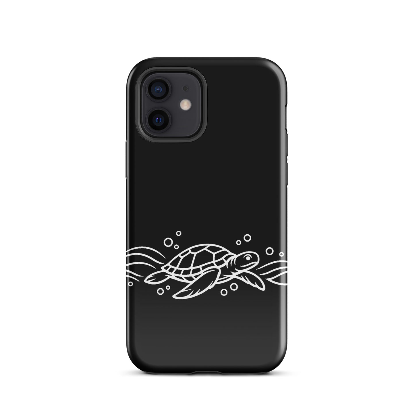 Phone Case featuring minimalist sea turtle and abstract waves design for iPhone, showcasing marine life theme with clean, stylish look.