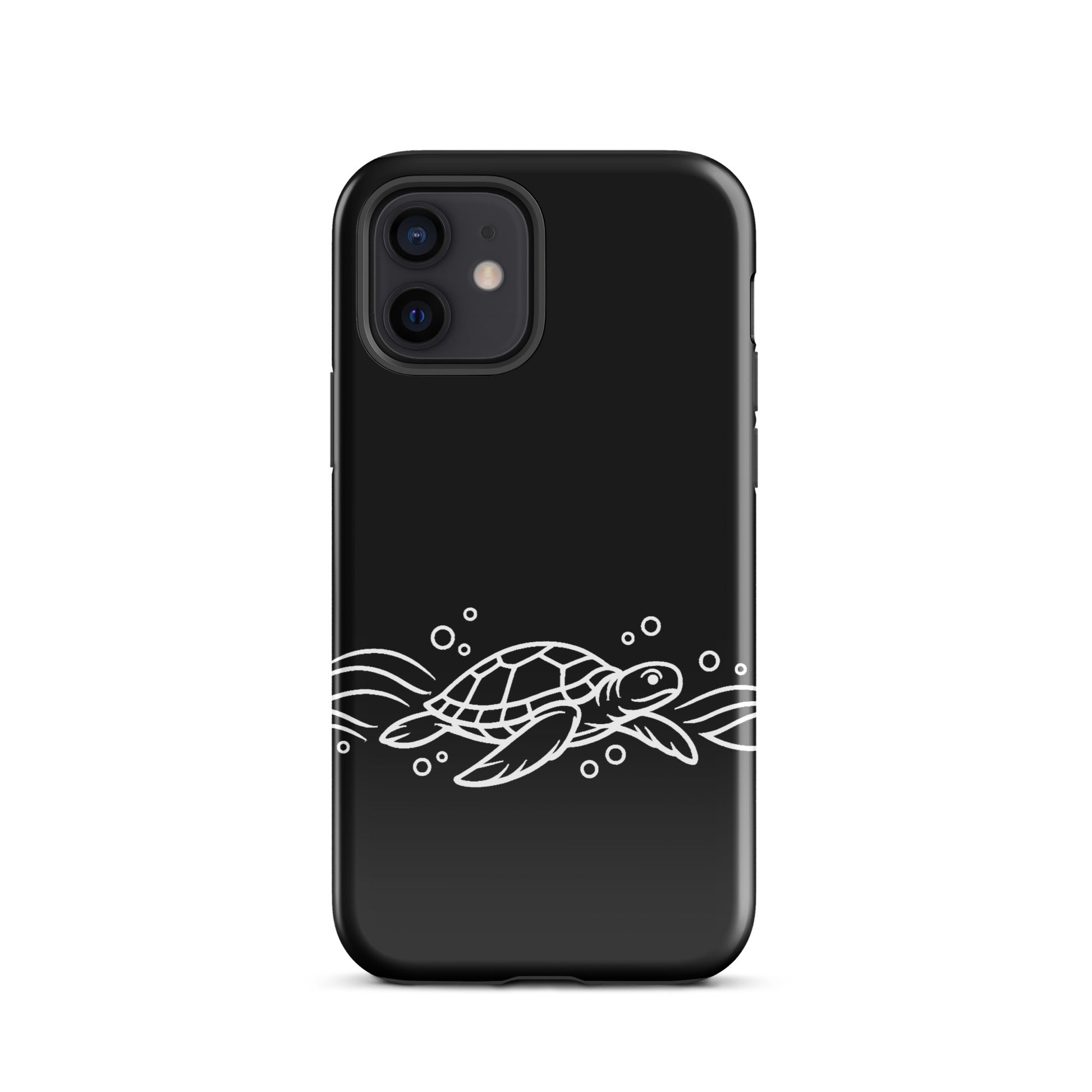 Phone Case featuring minimalist sea turtle and abstract waves design for iPhone, showcasing marine life theme with clean, stylish look.