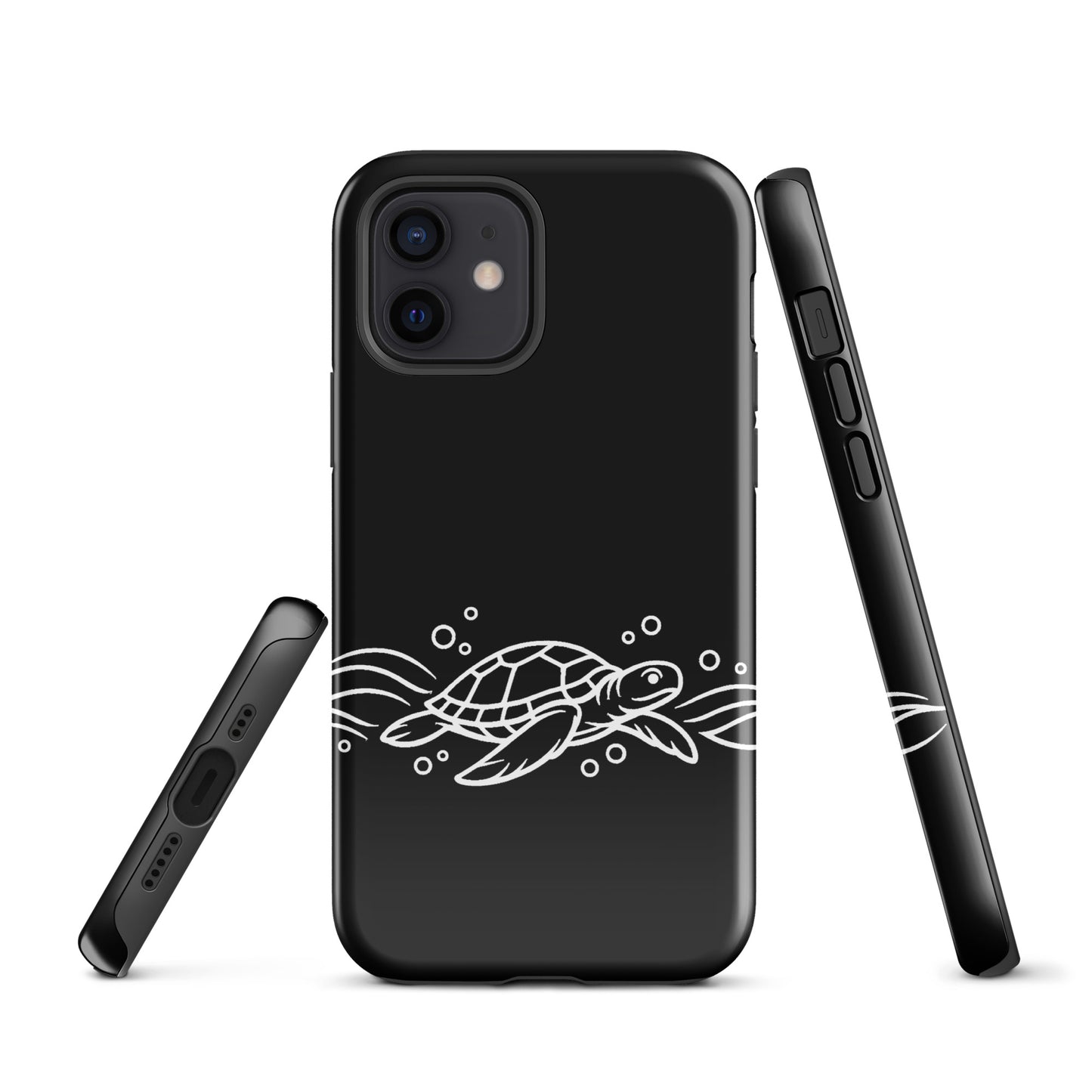 Phone Case with minimalist sea turtle and abstract waves for iPhone, ocean-inspired design.