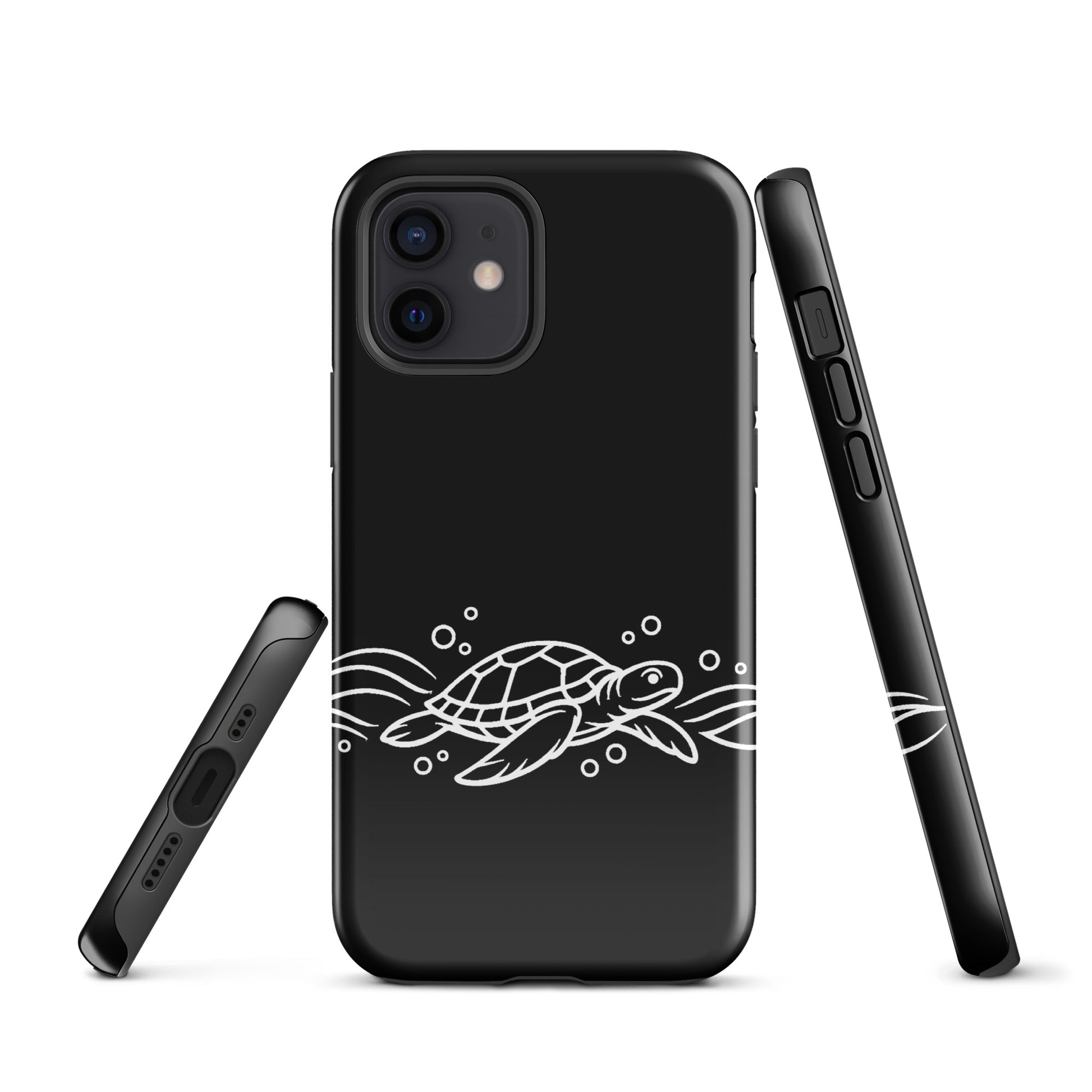 Phone Case with minimalist sea turtle and abstract waves for iPhone, ocean-inspired design.