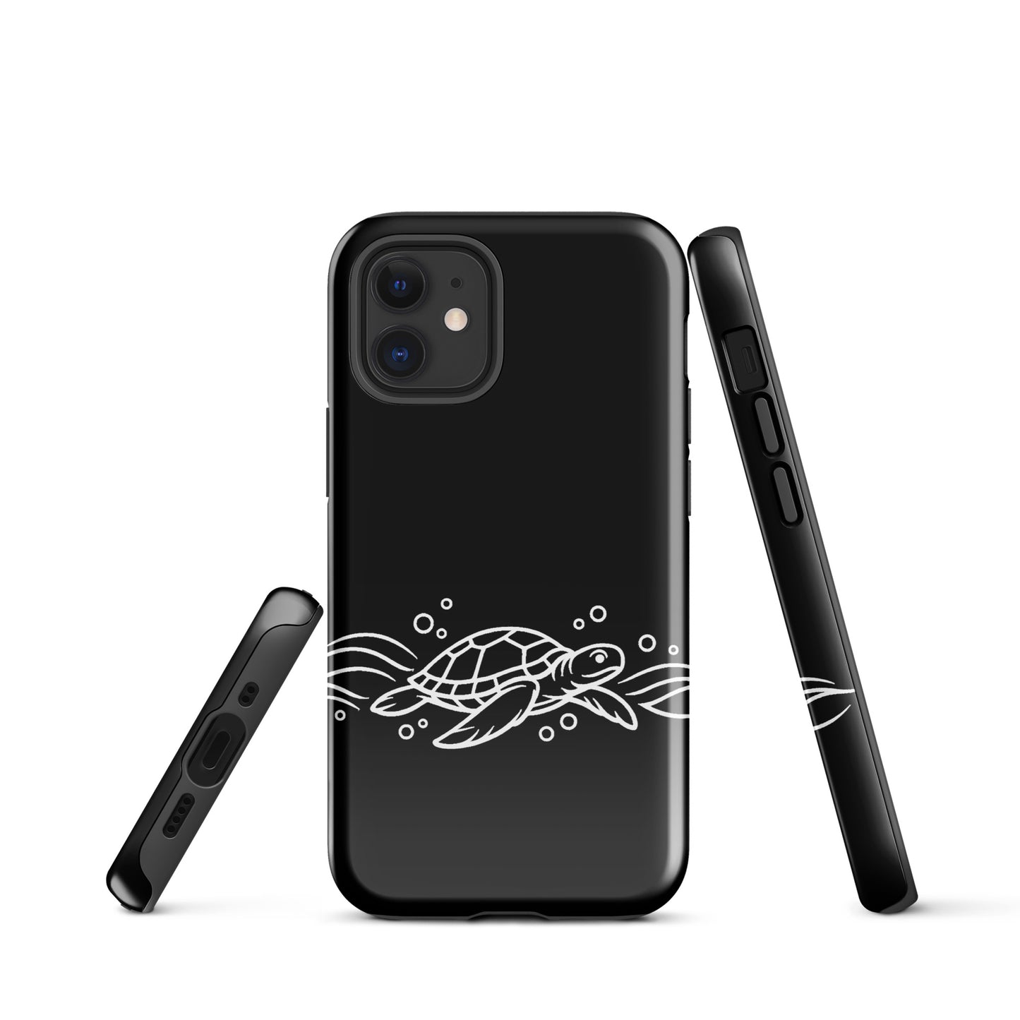 Phone Case featuring minimalist sea turtle design with abstract waves for iPhone.
