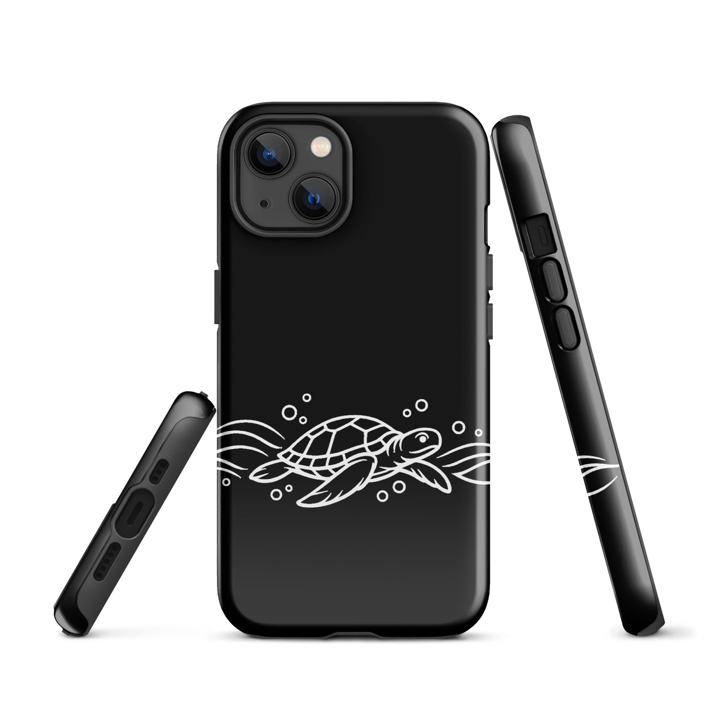 Phone Case for iPhone with minimalist sea turtle and abstract waves design.