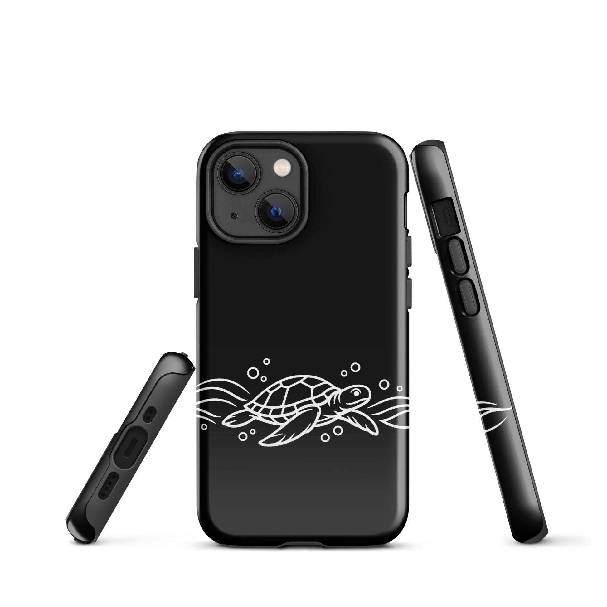 Phone Case for iPhone with minimalist sea turtle and abstract waves design