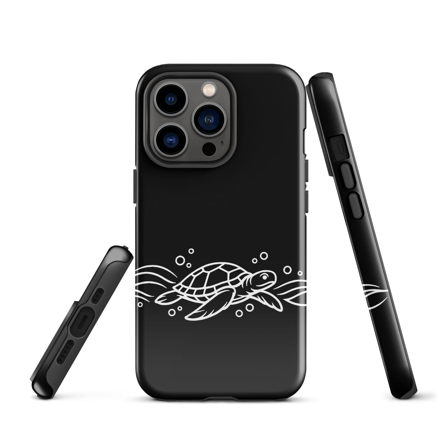 Phone Case for iPhone with minimalist sea turtle and abstract waves design.