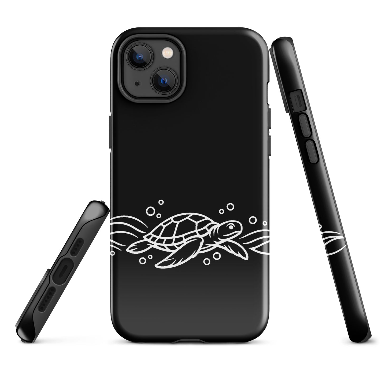 Phone Case with minimalist sea turtle and abstract waves design for iPhone