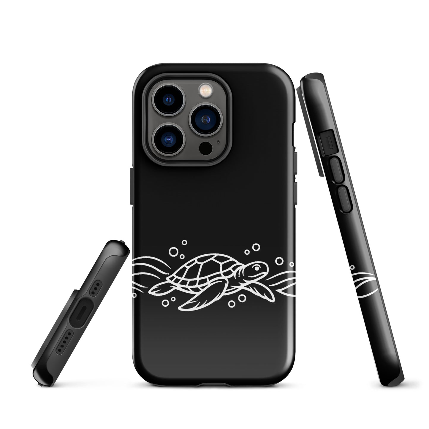Phone Case with minimalist sea turtle and abstract waves design for iPhone