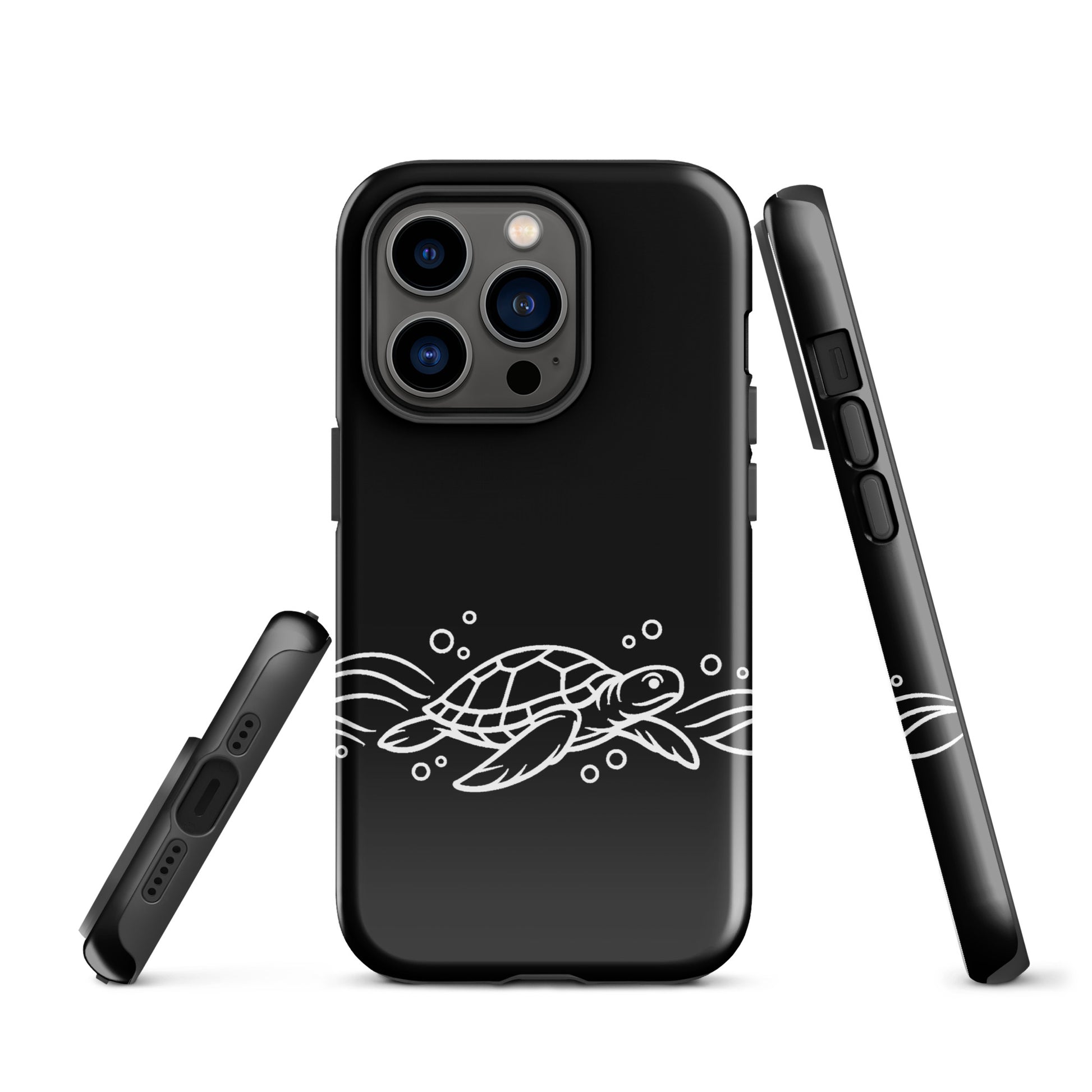 Phone Case with minimalist sea turtle and abstract waves design for iPhone