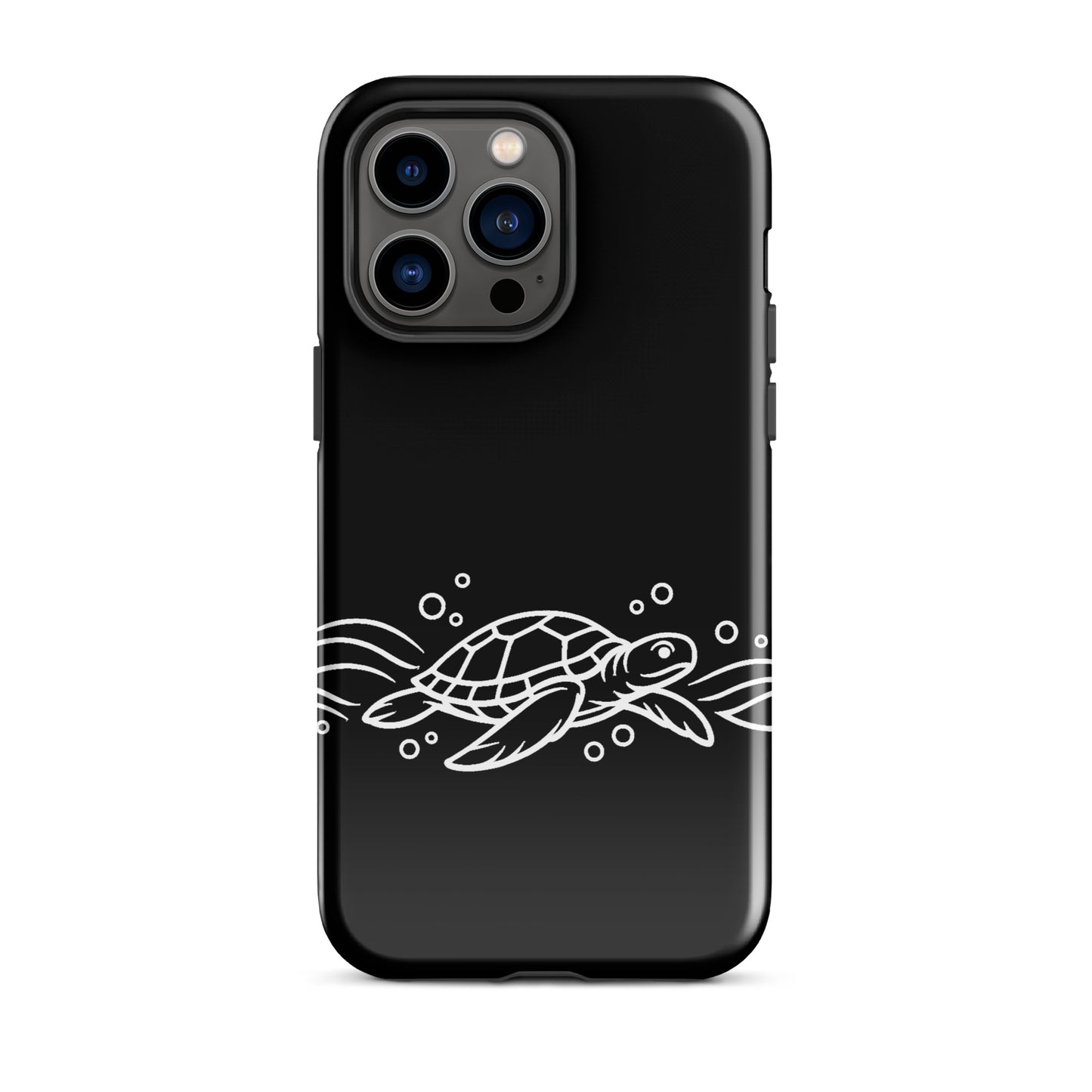 Phone Case with minimalist sea turtle and abstract waves design for iPhone
