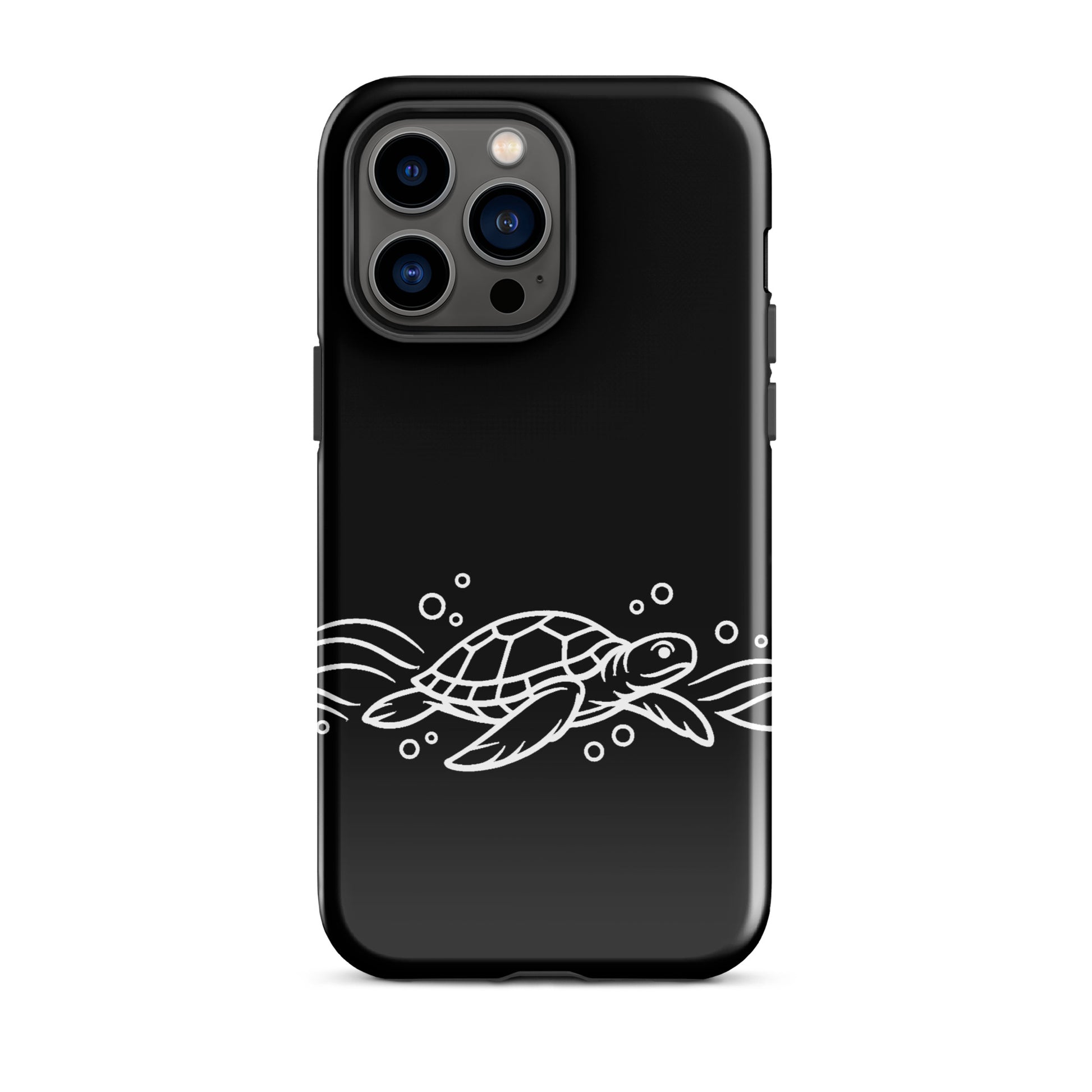 Phone Case with minimalist sea turtle and abstract waves design for iPhone