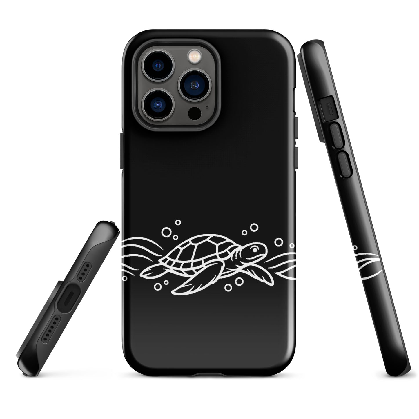 Phone Case with minimalist sea turtle and abstract waves design, perfect for ocean lovers and enhancing iPhone style.