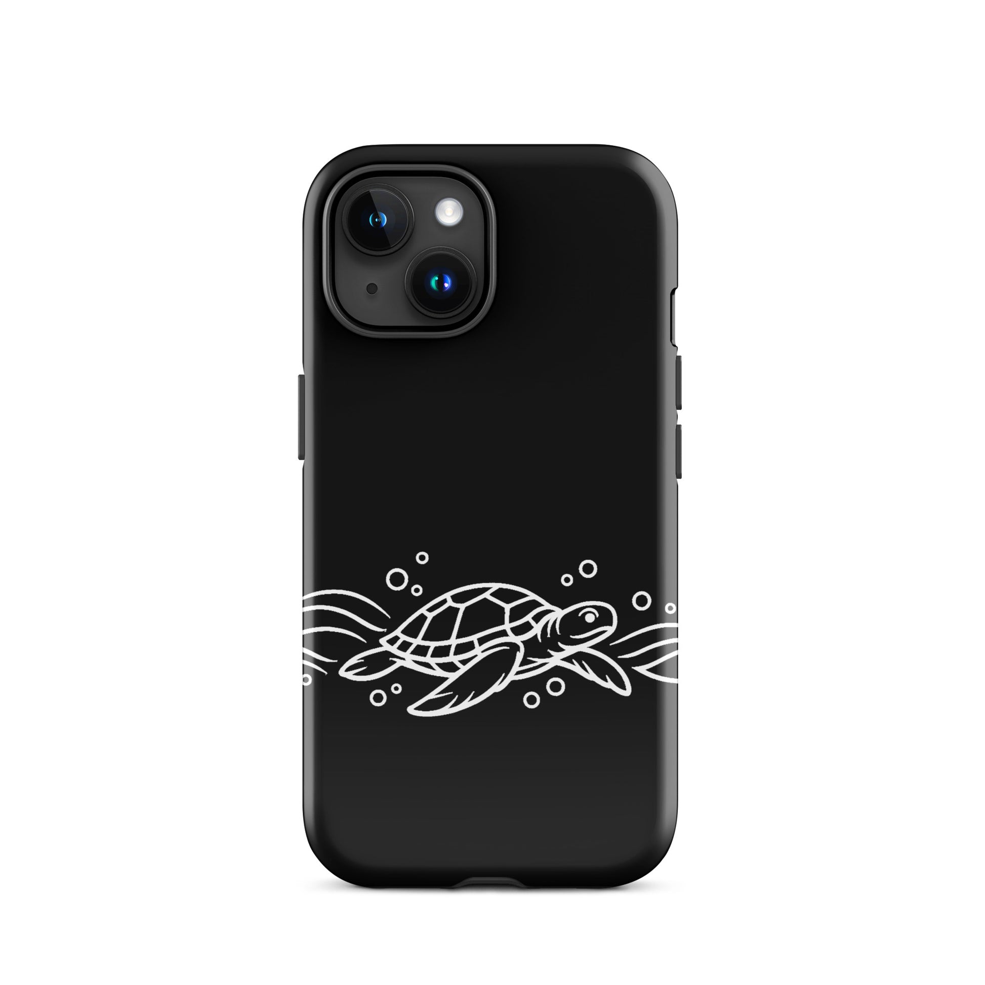 Phone Case featuring minimalist sea turtle with abstract waves in vector art design, stylish ocean-inspired iPhone accessory.