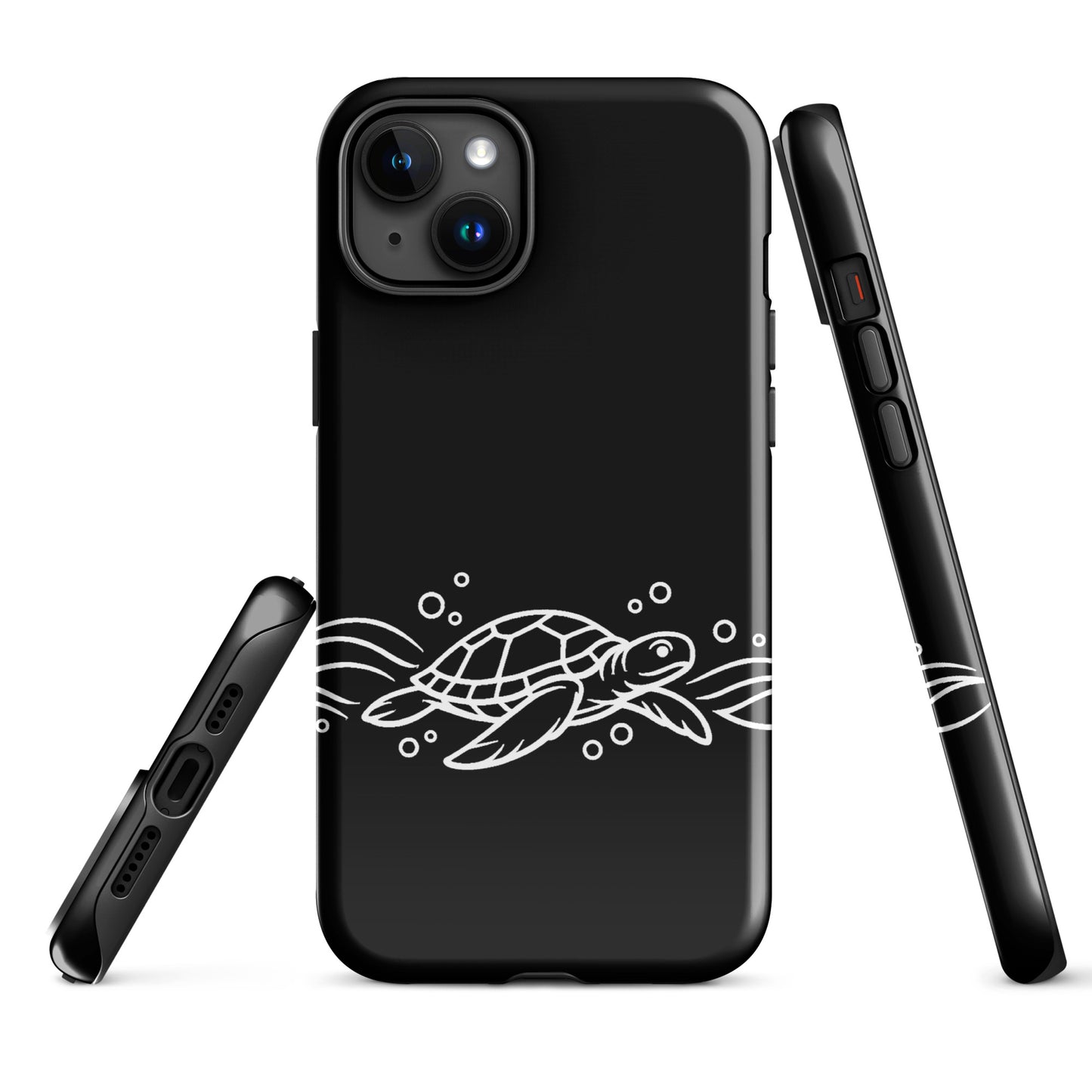 Phone Case featuring minimalist sea turtle and abstract waves design for iPhone, ocean-inspired style, marine life vector art.