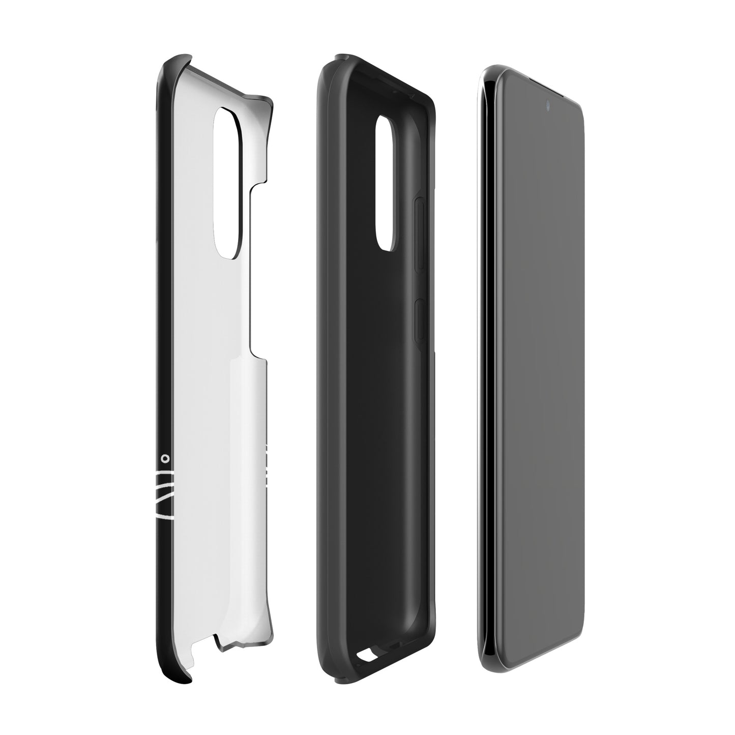Phone Case for Samsung Galaxy with minimalist sea turtle and waves design, rear and side view highlighting its sleek style.