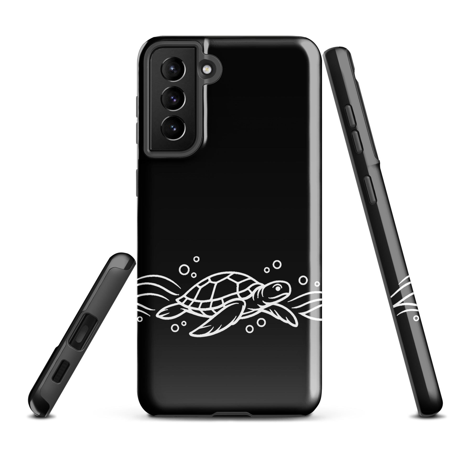 Phone Case for Samsung Galaxy with minimalist sea turtle design and waves.