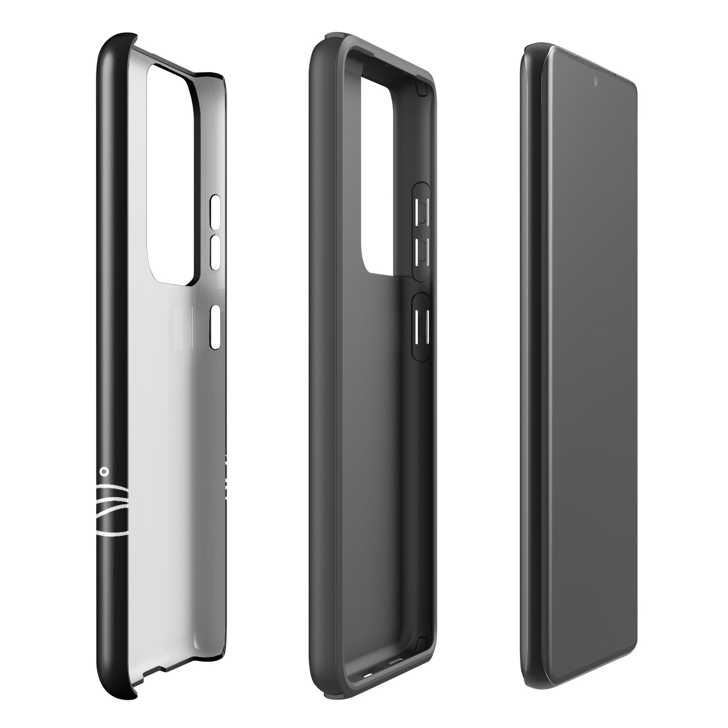 Phone Case for Samsung Galaxy with minimalist sea turtle and wave design, sleek black and transparent style