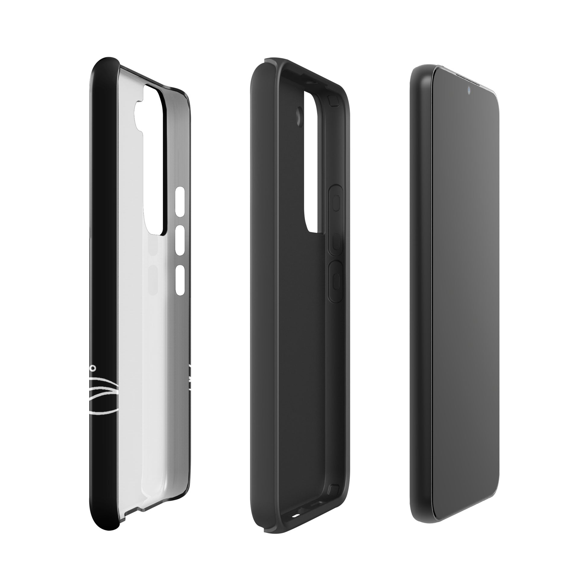 Phone Case for Samsung Galaxy with minimalist sea turtle and waves design, side and back view
