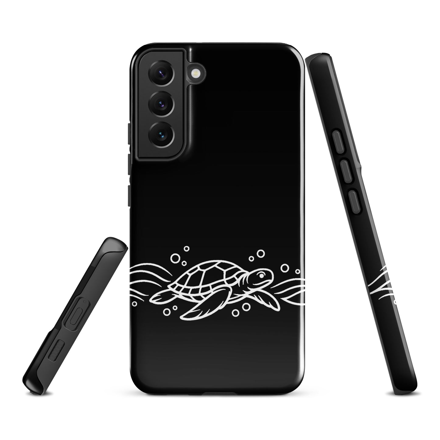 Phone Case for Samsung Galaxy featuring minimalist sea turtle and waves design, ocean-inspired minimalist phone case for style lovers.