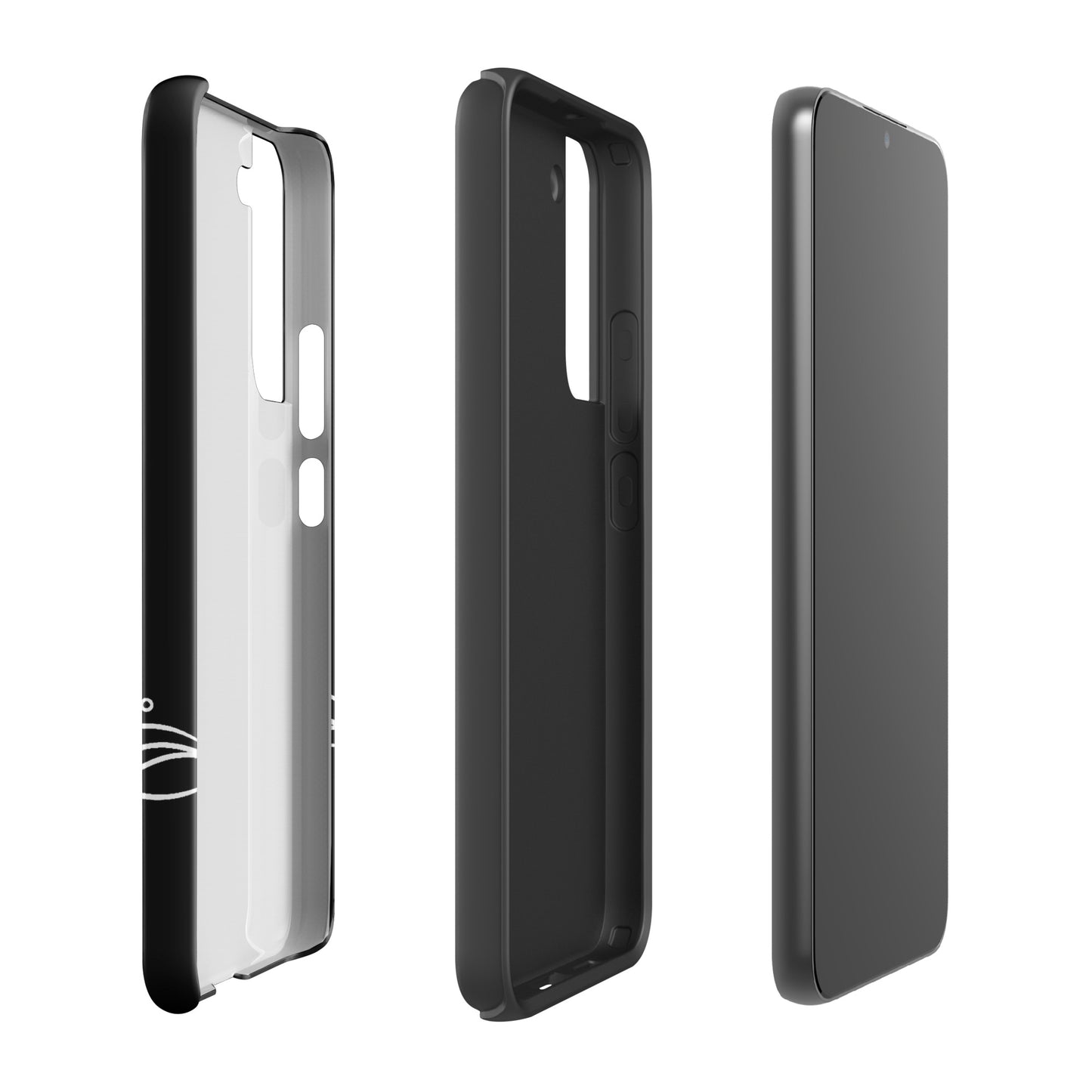 Phone Case for Samsung Galaxy with minimalist sea turtle design showing front, side, and back angles.