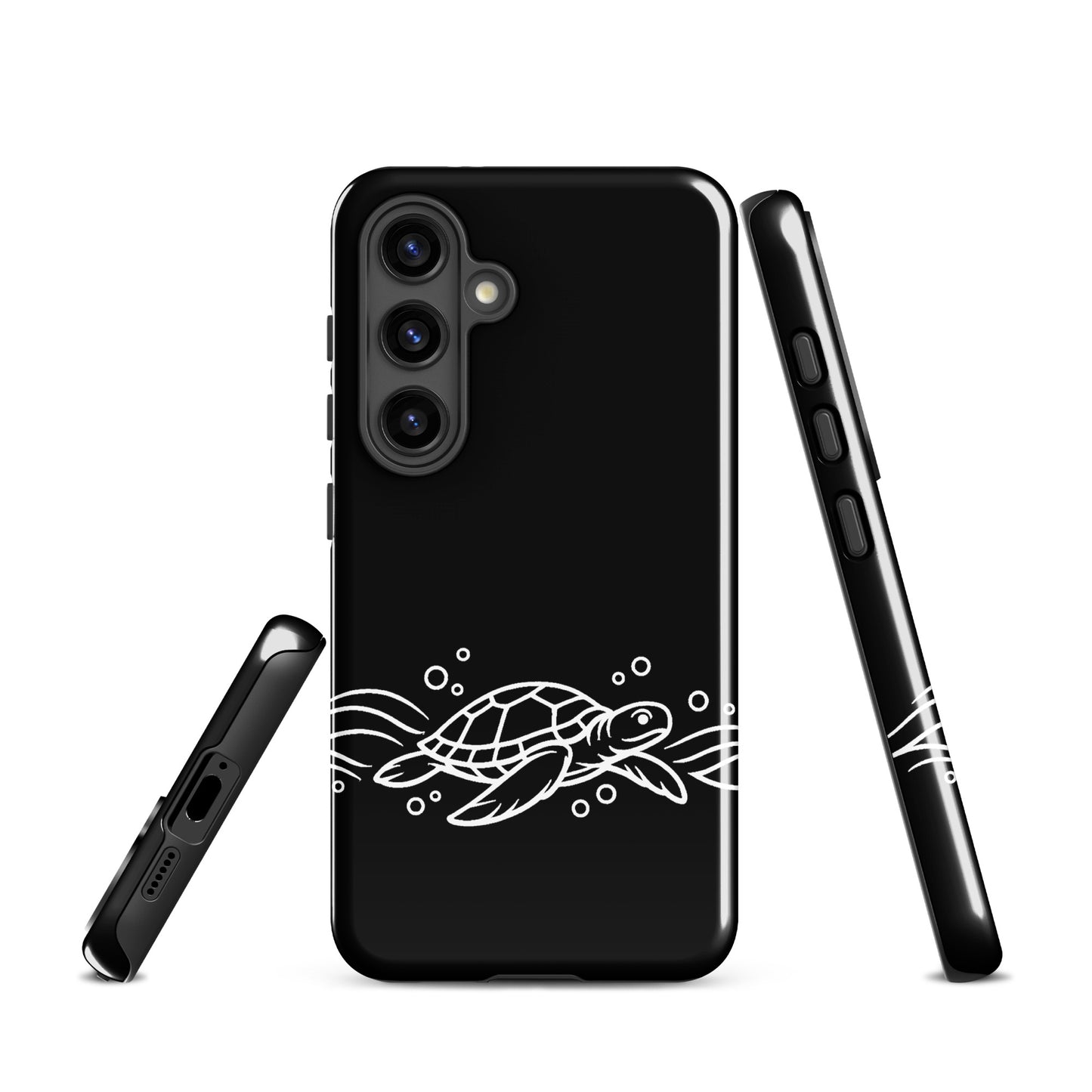 Phone Case for Samsung Galaxy featuring minimalist sea turtle and waves design