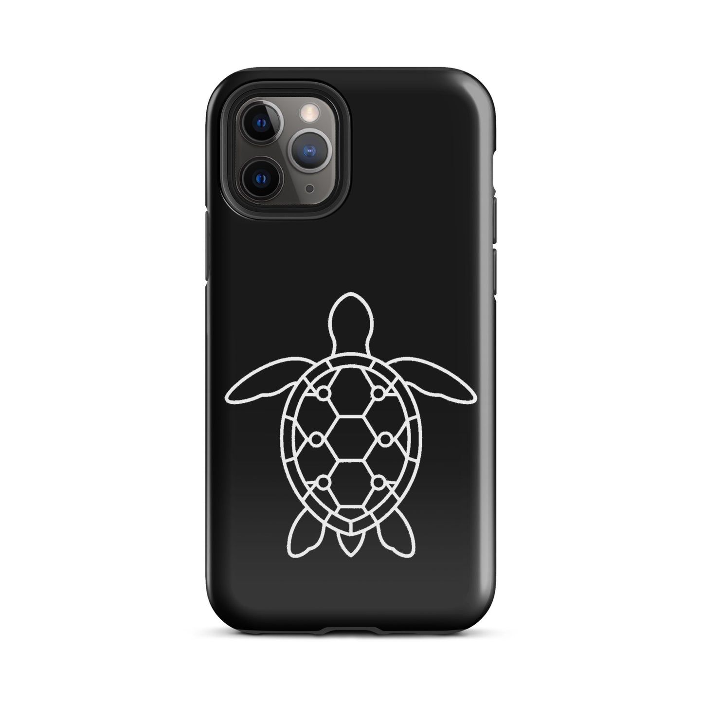 phone case featuring minimalist sea turtle silhouette with geometric shell pattern, designed for modern iPhones.