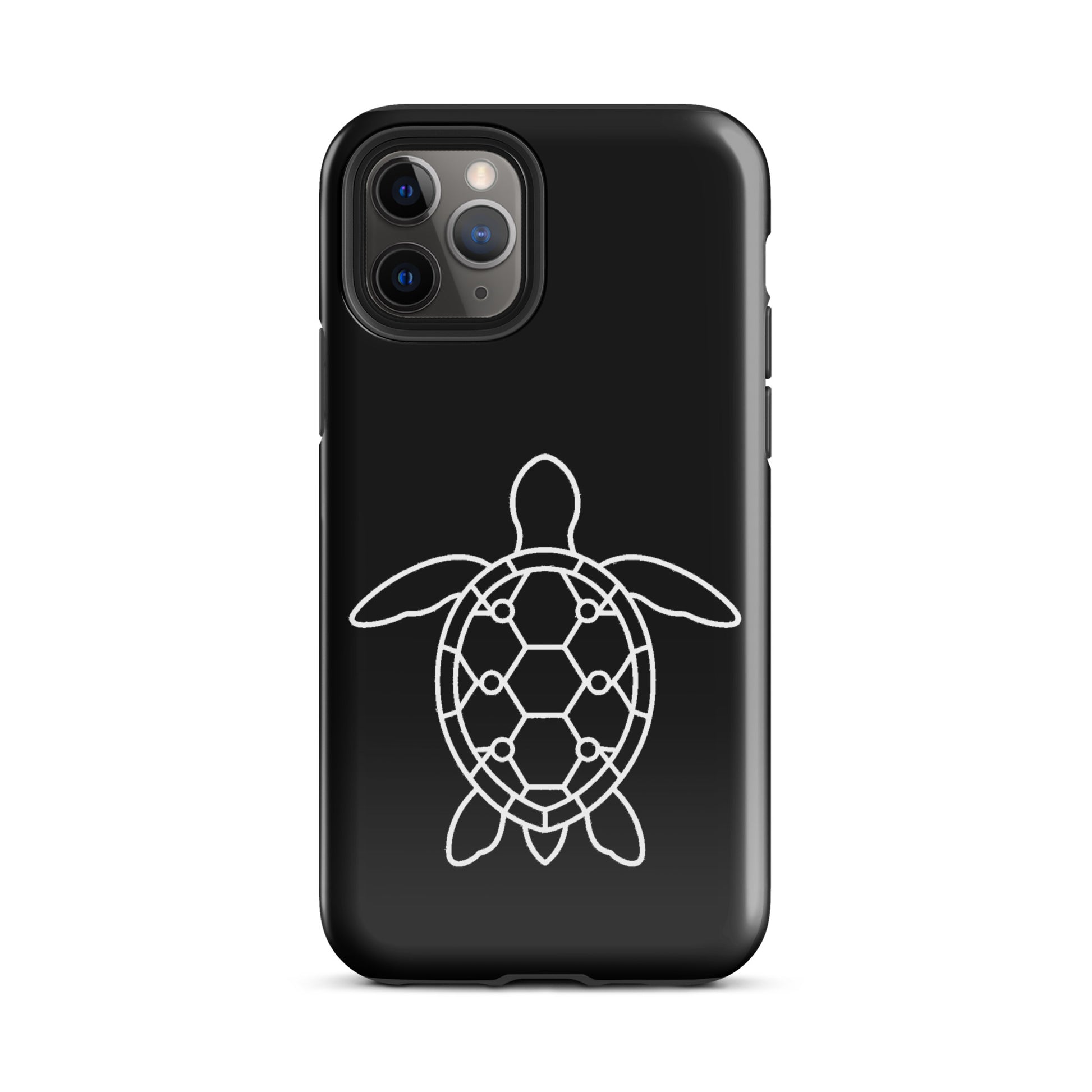 phone case featuring minimalist sea turtle silhouette with geometric shell pattern, designed for modern iPhones.