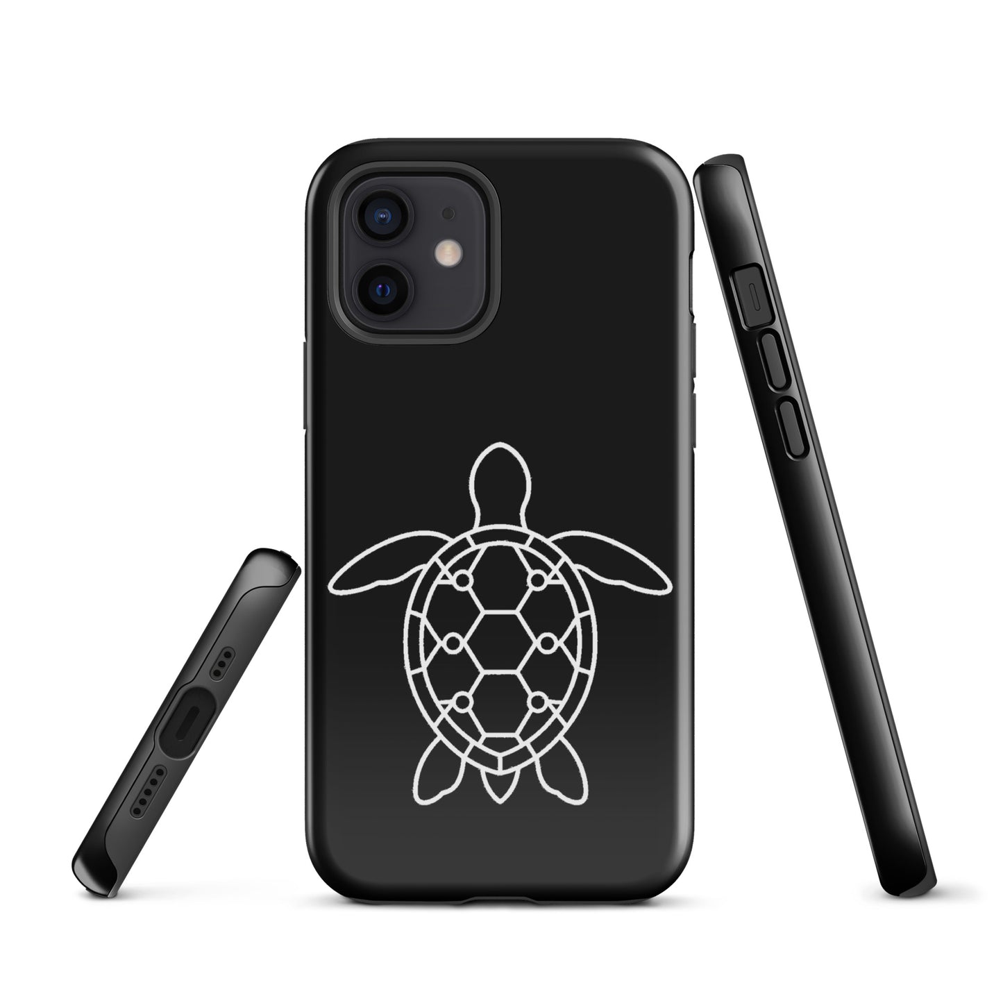 phone case with minimalist sea turtle silhouette and geometric shell design