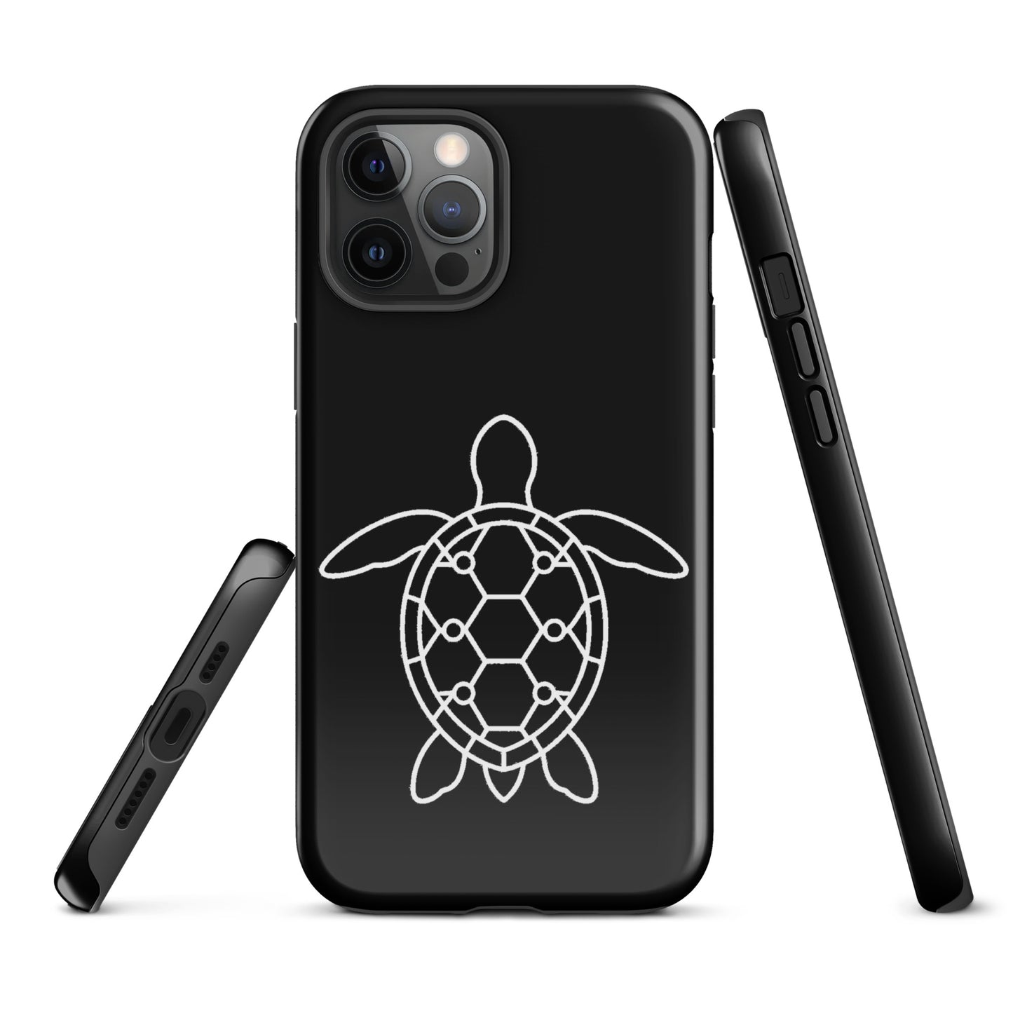 Phone case with sea turtle silhouette and geometric pattern for iPhone