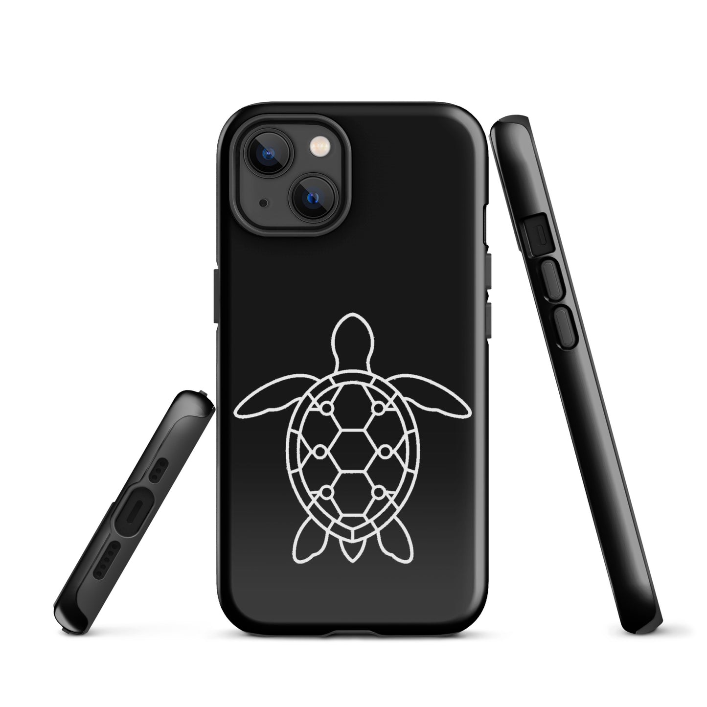 phone case for iPhone with minimalist sea turtle silhouette and geometric pattern