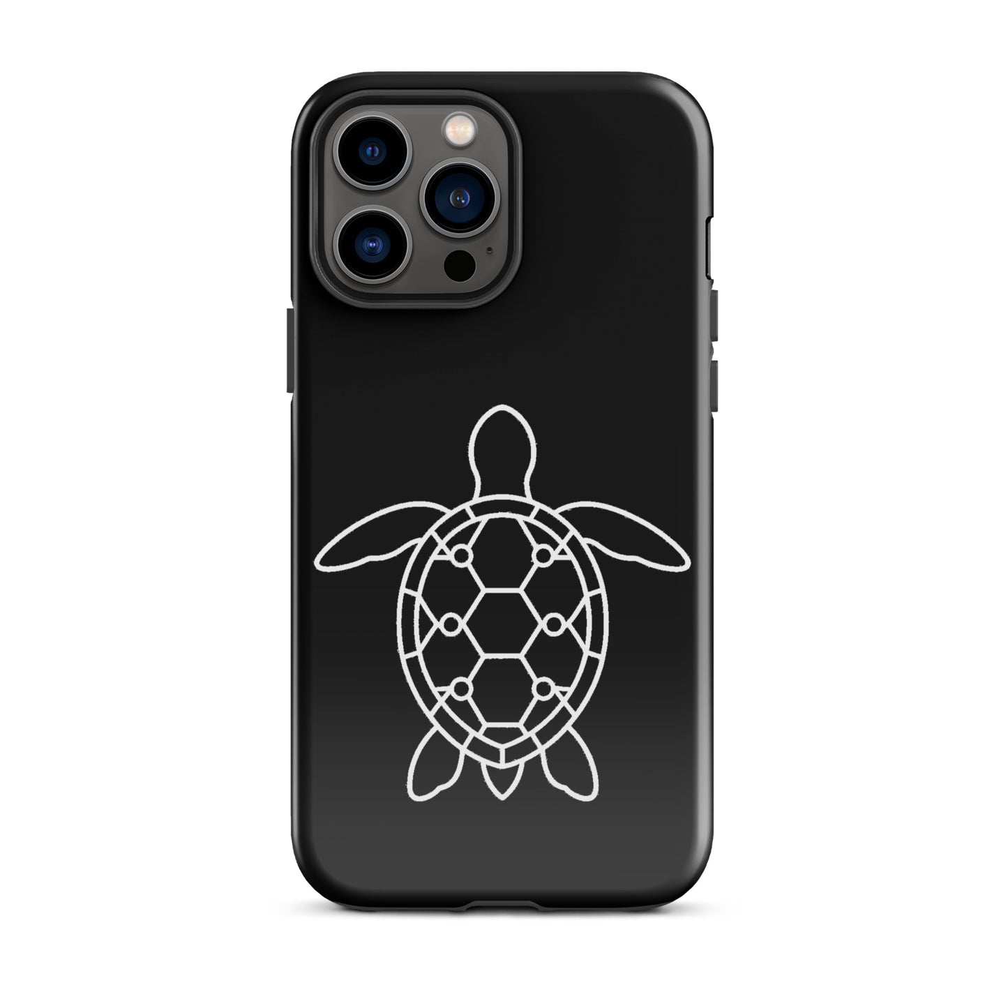 Minimalist sea turtle silhouette phone case for iPhone with geometric design.